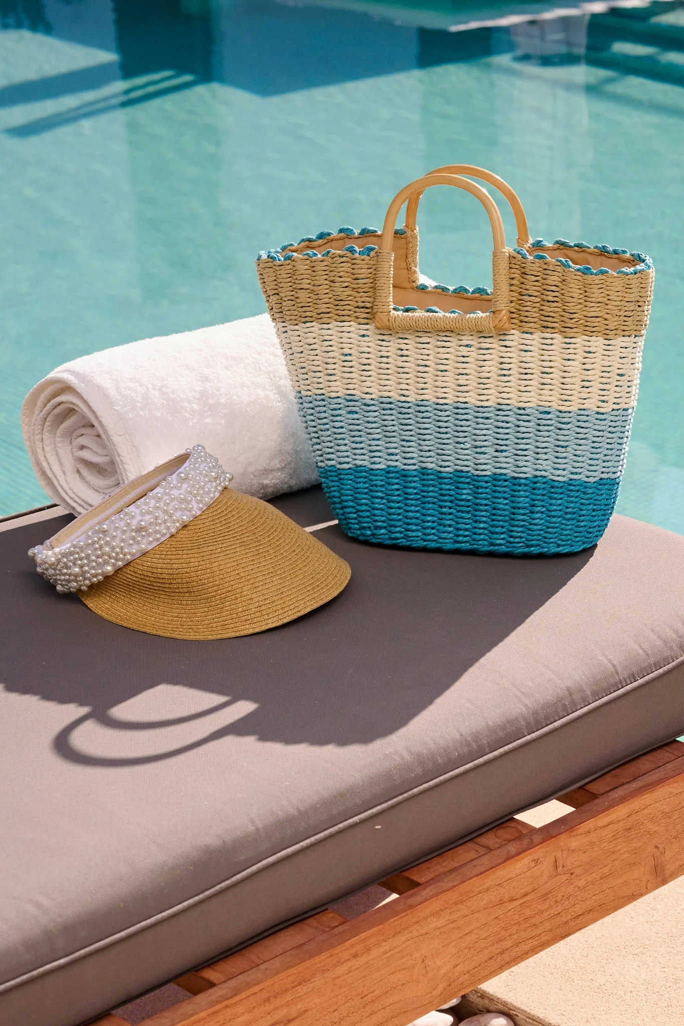 Blue Stripe Straw Bag Blue - Mycitystee