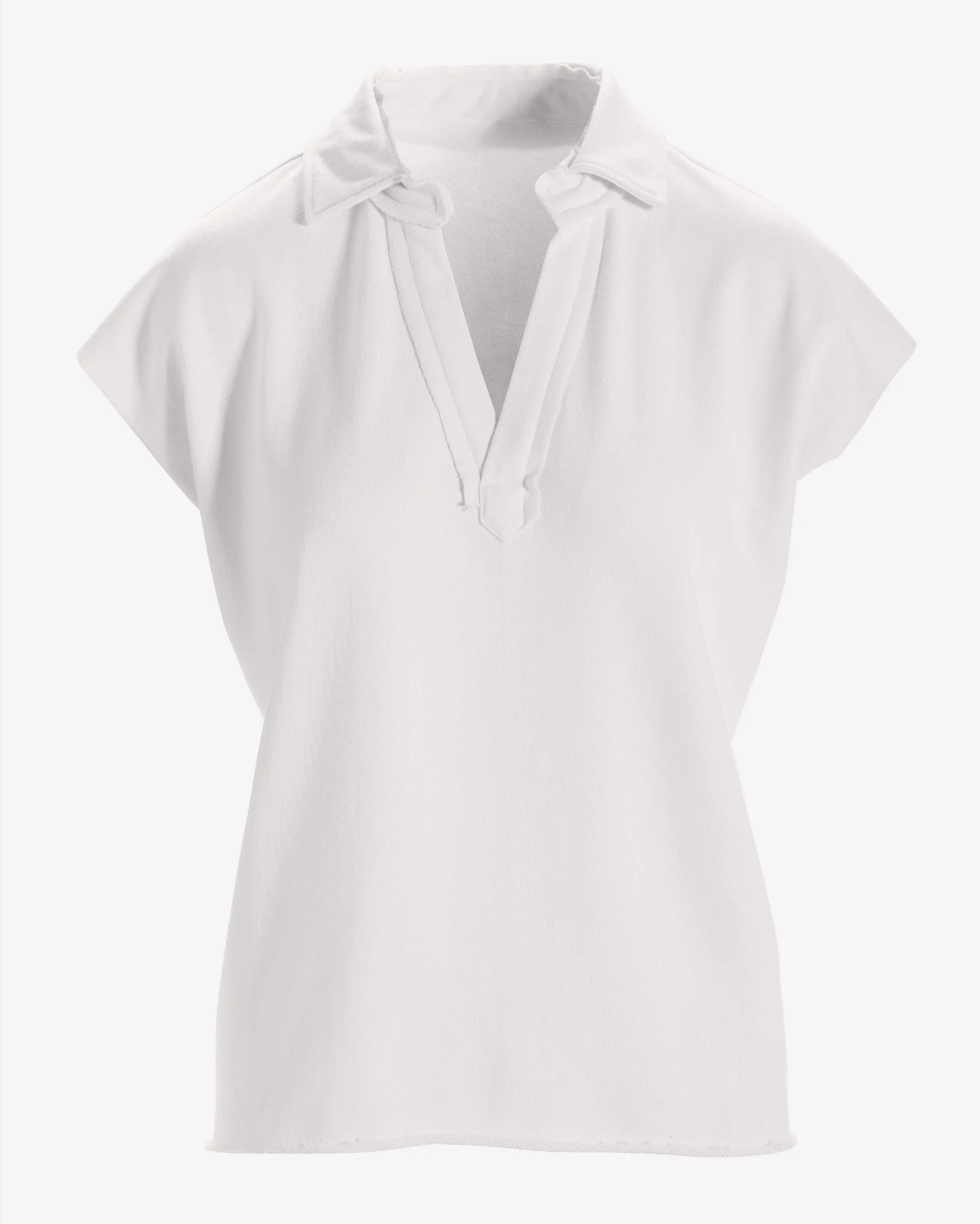 Cotton Comfort Short Sleeve Collared Lounge Top White - Mycitystee