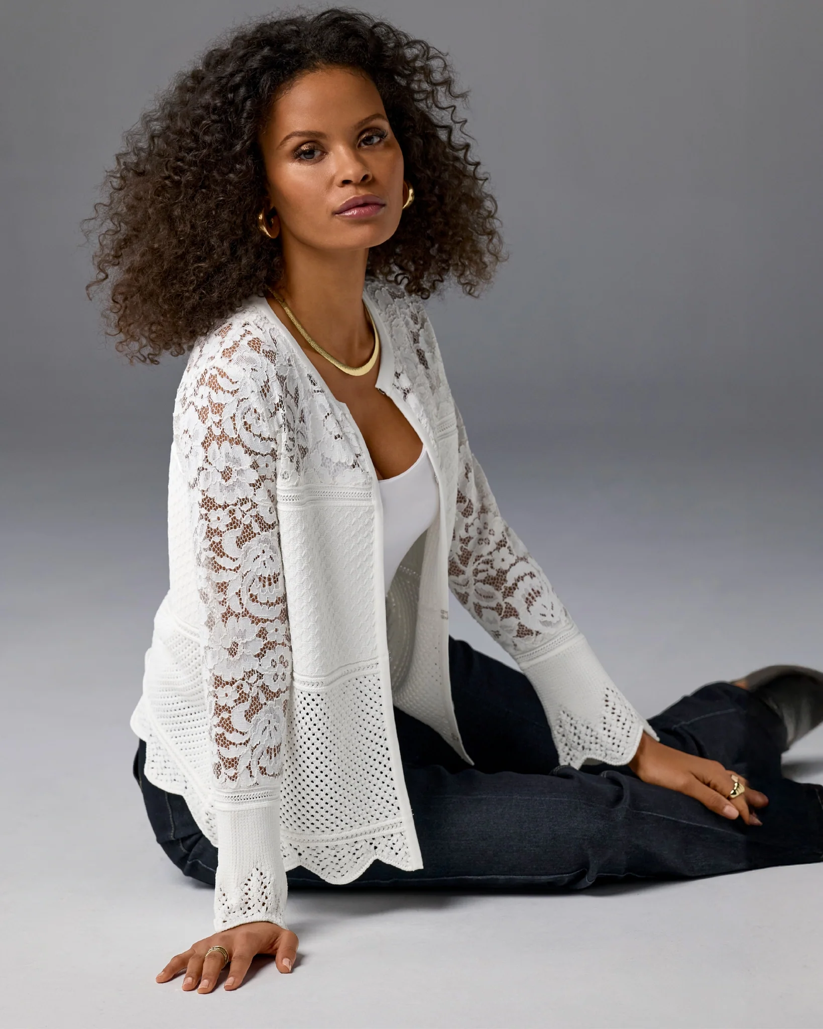 Lace Sweater Cardigan White - Mycitystee