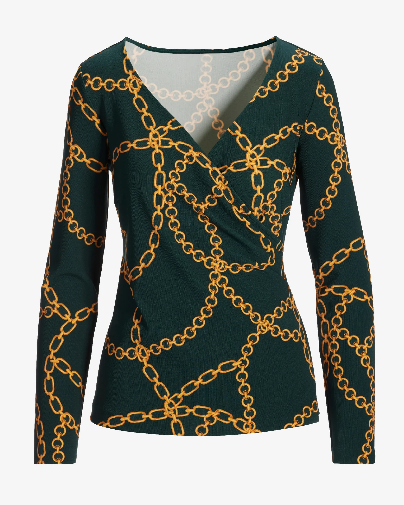 Beyond Travel Tangled Chains Surplice Long Sleeve Top Pine Grove - Mycitystee