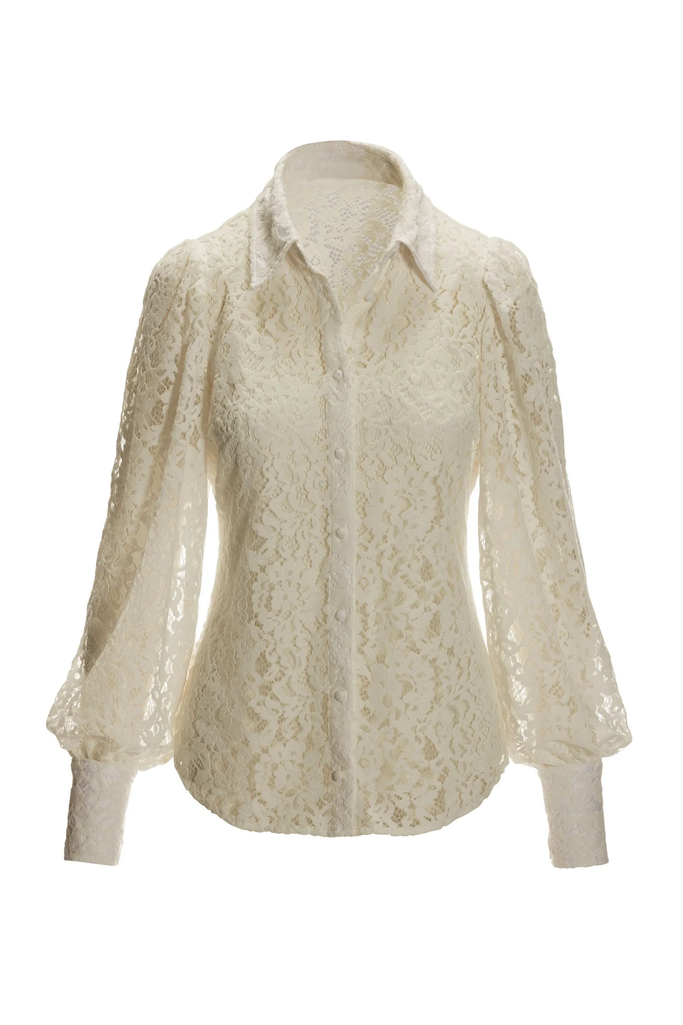 Velvet Lace Victoria Drama Sleeve Shirt Cream - Mycitystee