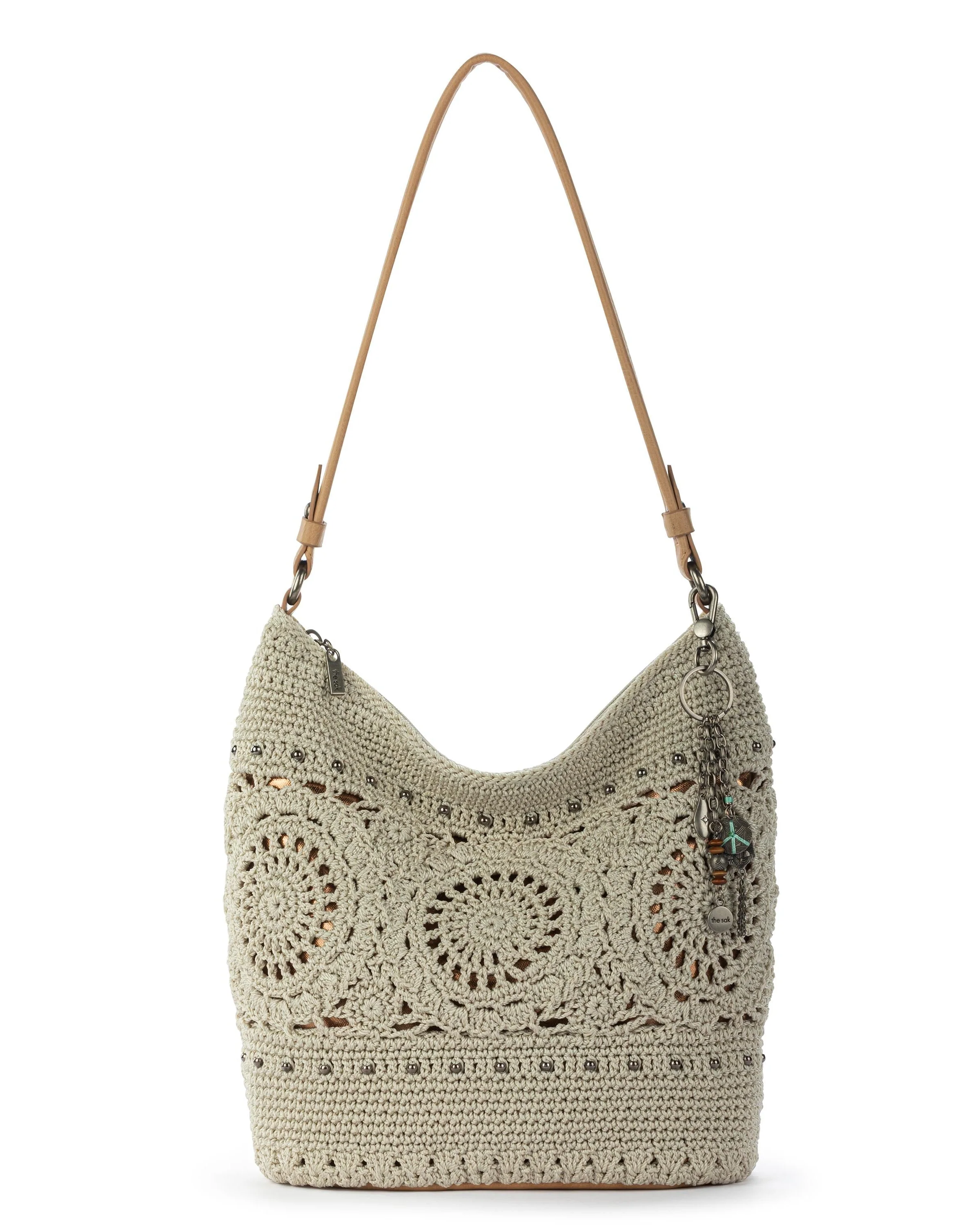 Sequoia Hobo - Hand Crochet - Natural Grey Medallion - Mycitystee