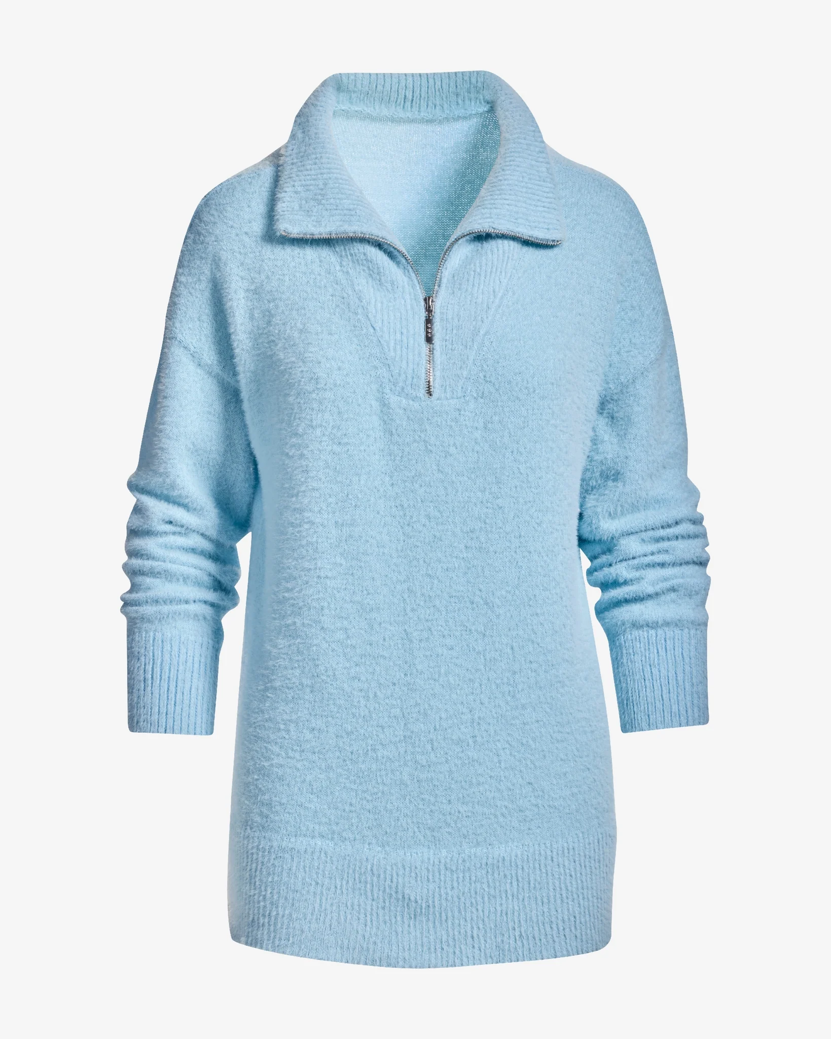 Plush Quarter Zip Sweater Cool Blue - Mycitystee