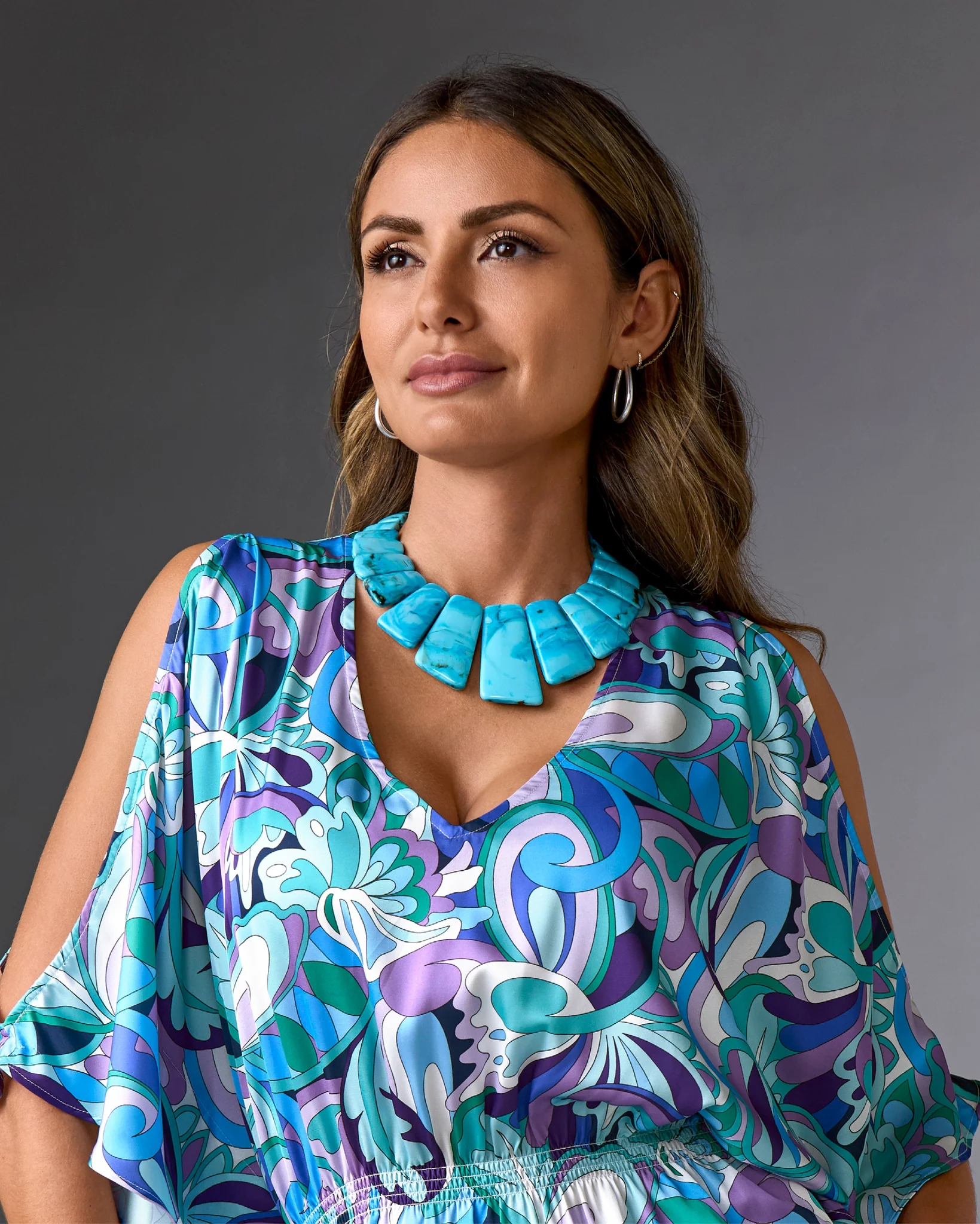 Marbled Turquoise Statement Necklace Turquoise - Mycitystee