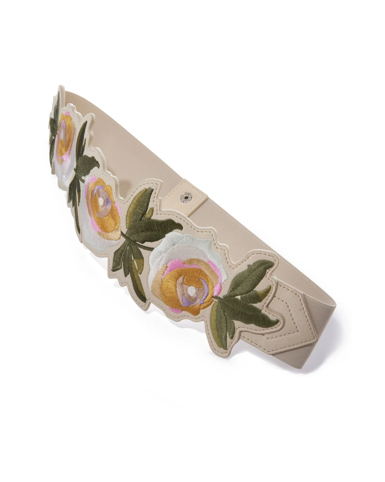 Embroidered Floral Elastic Belt Light Pink Multi - Mycitystee