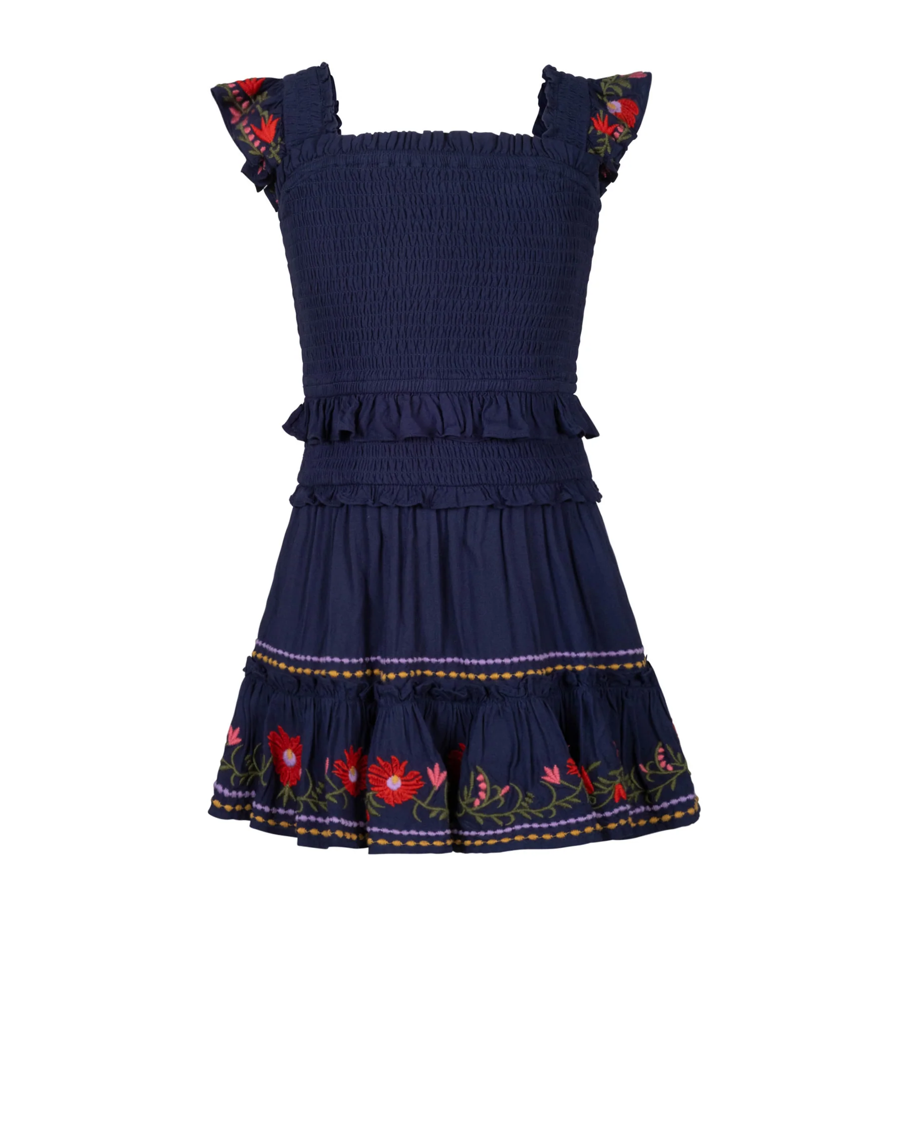 Girls Zoe Dress In Gardenia Embroidery - Mycitystee