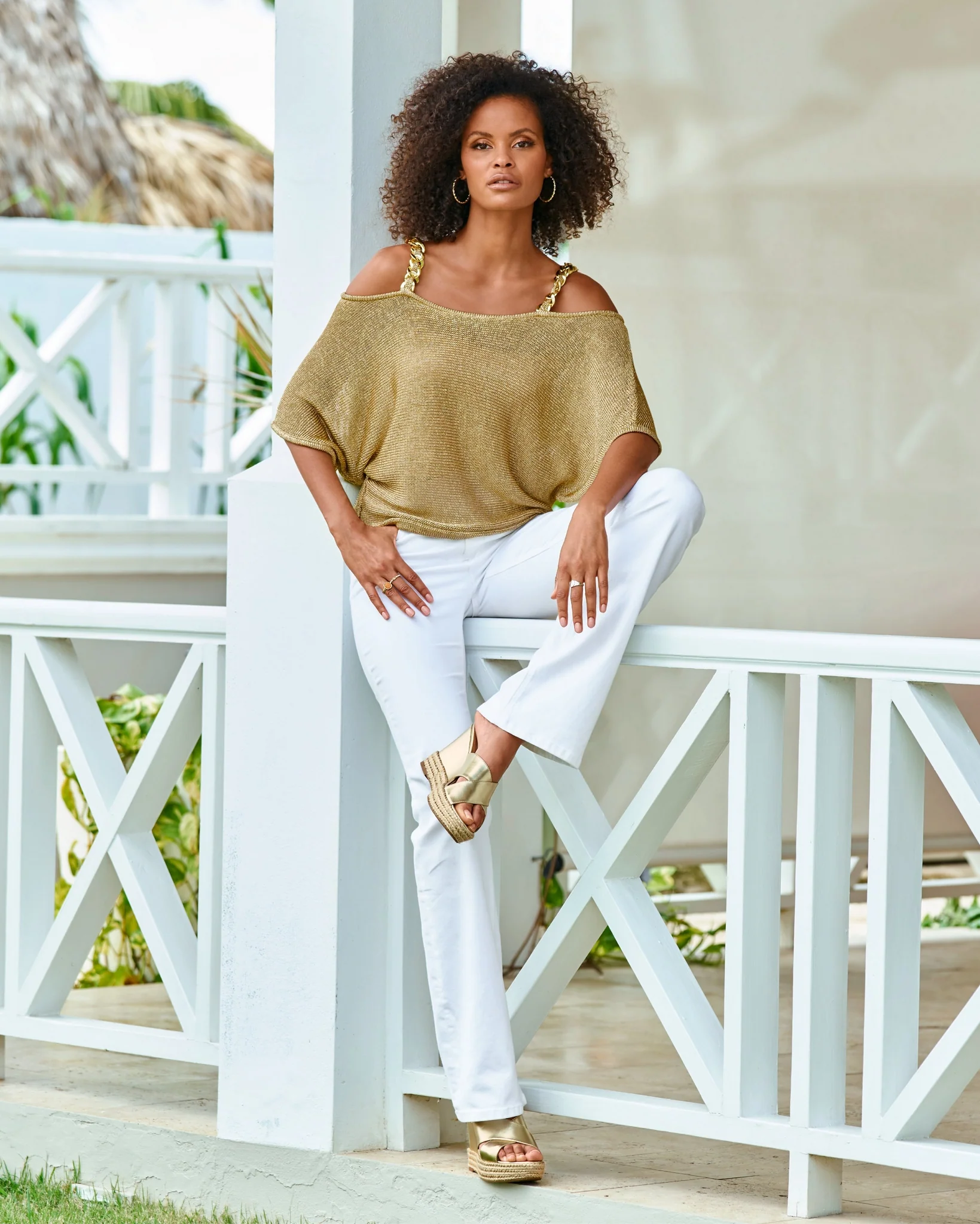 Metallic Criss Cross Slide Wedge Gold - Mycitystee