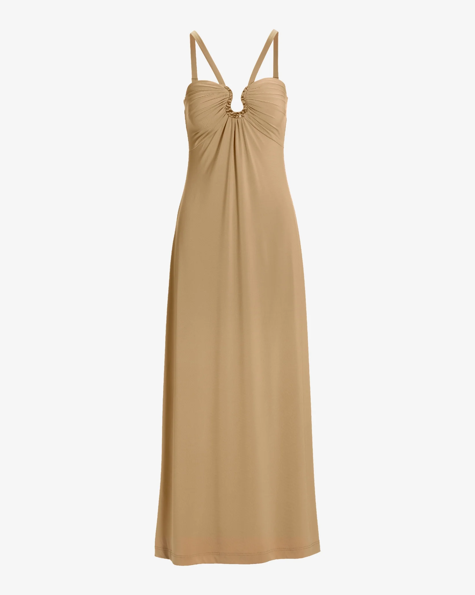 Hammered Hardware Detail Knit Maxi Dress Sesame - Mycitystee