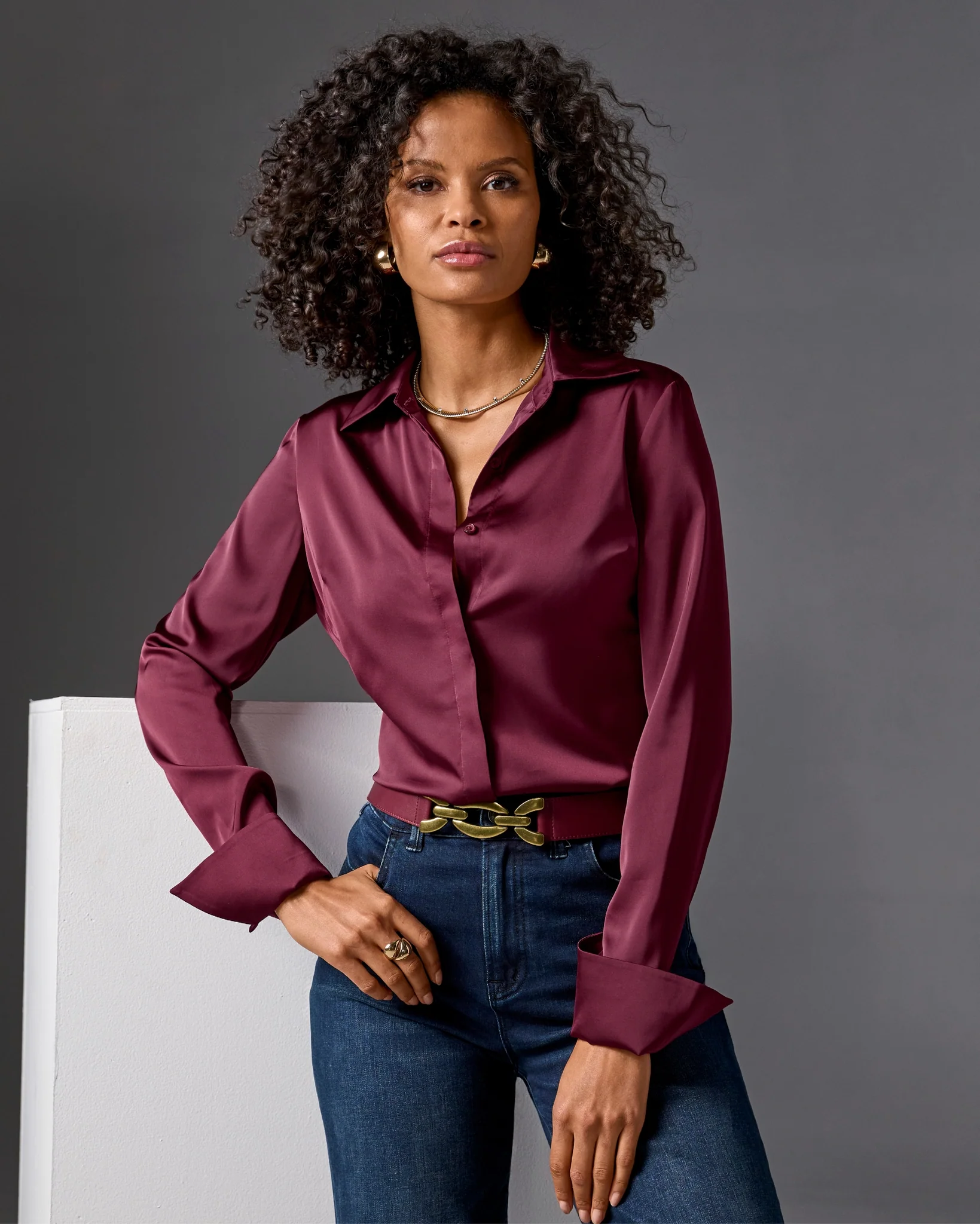 Chain Link Elastic Waist Belt Wine - Mycitystee