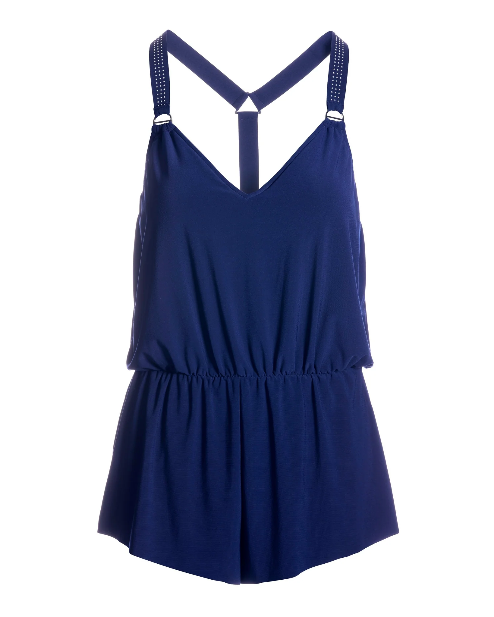 Studded Strap Swim Romper Navy - Mycitystee