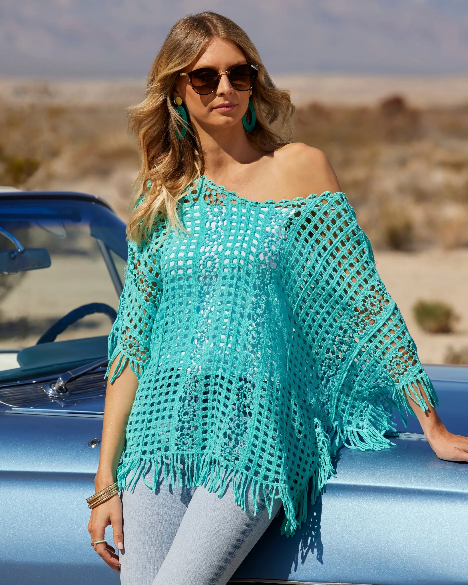 Effortless Crochet Pullover Poncho Blue Radiance - Mycitystee