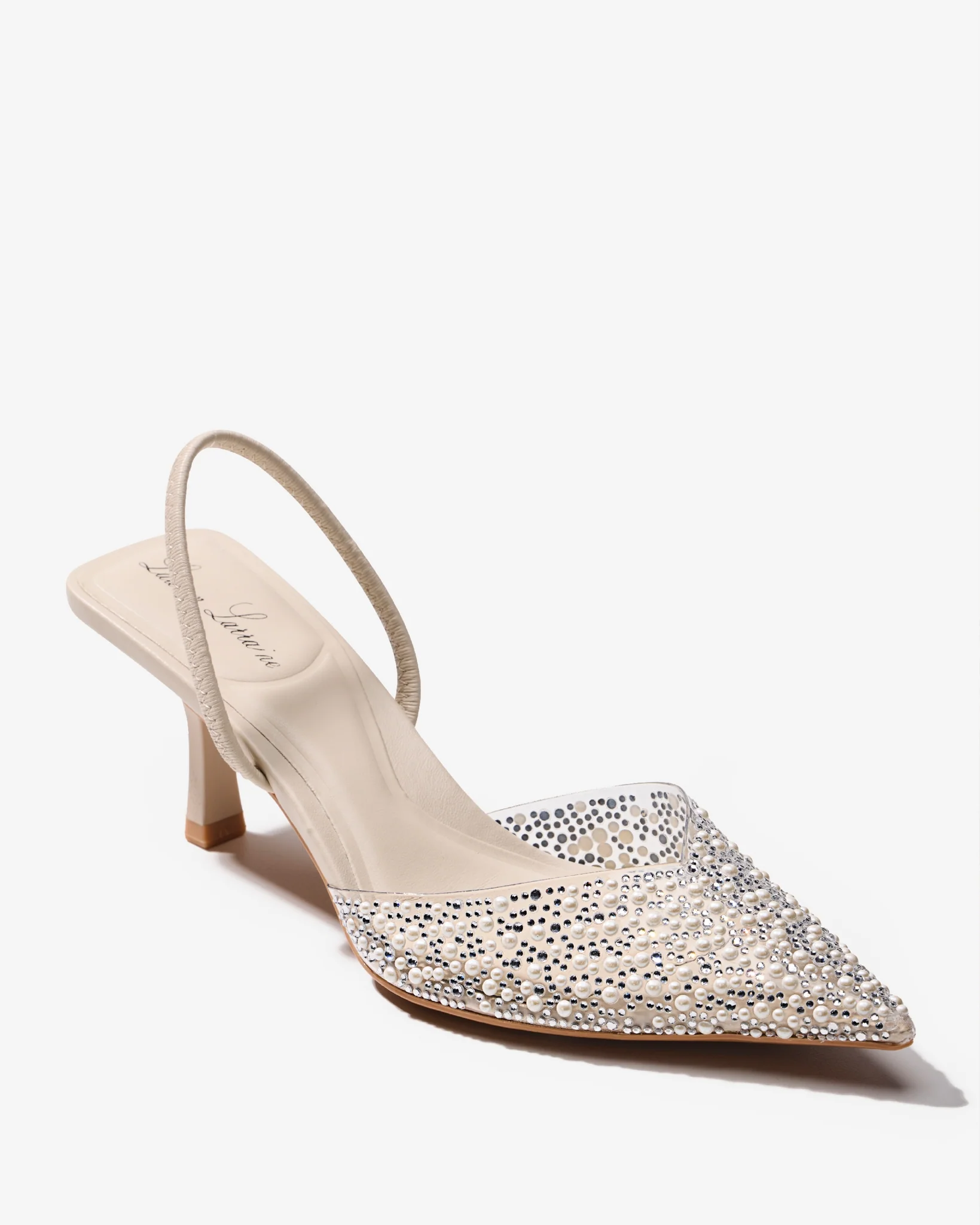 Pearl Slingback Closed Toe Heel Pearl - Mycitystee