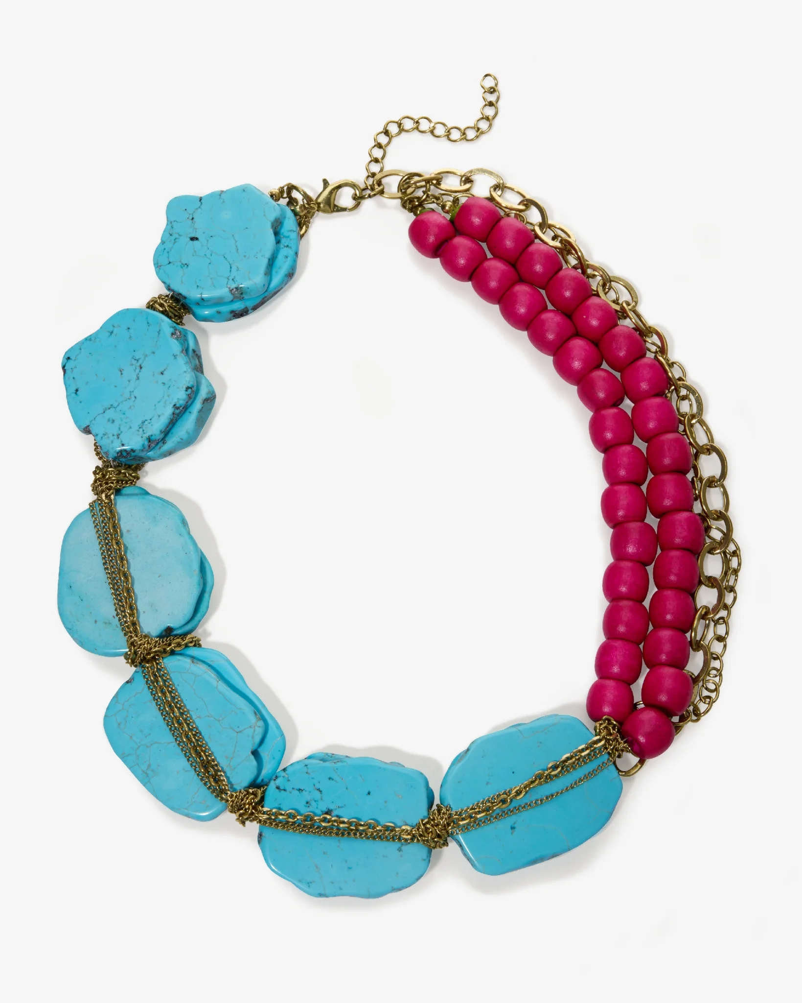 Large Turquoise Stone and Beads Necklace Turquoise - Mycitystee