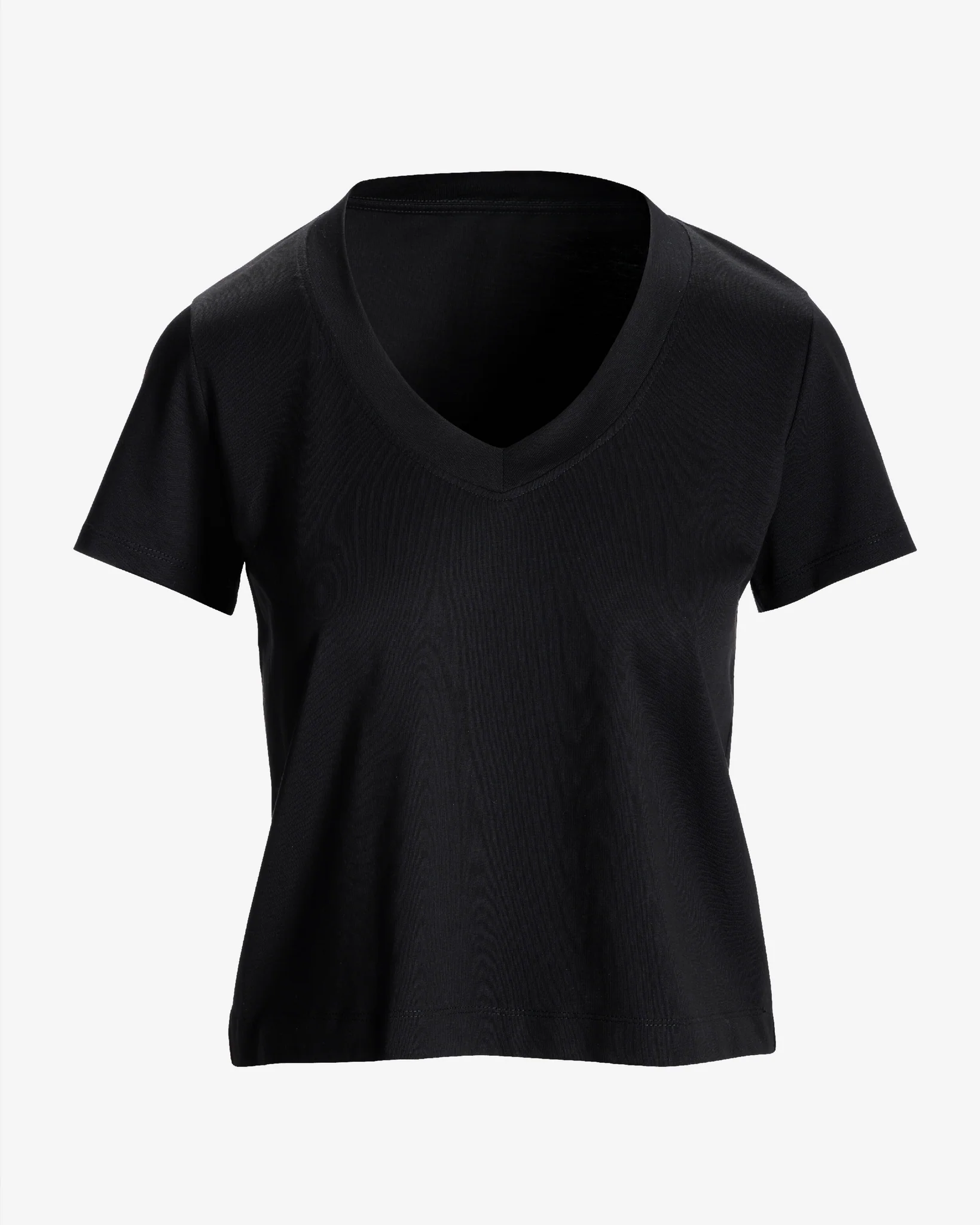 Cotton V Neck Short Sleeve Tee Proper Black - Mycitystee