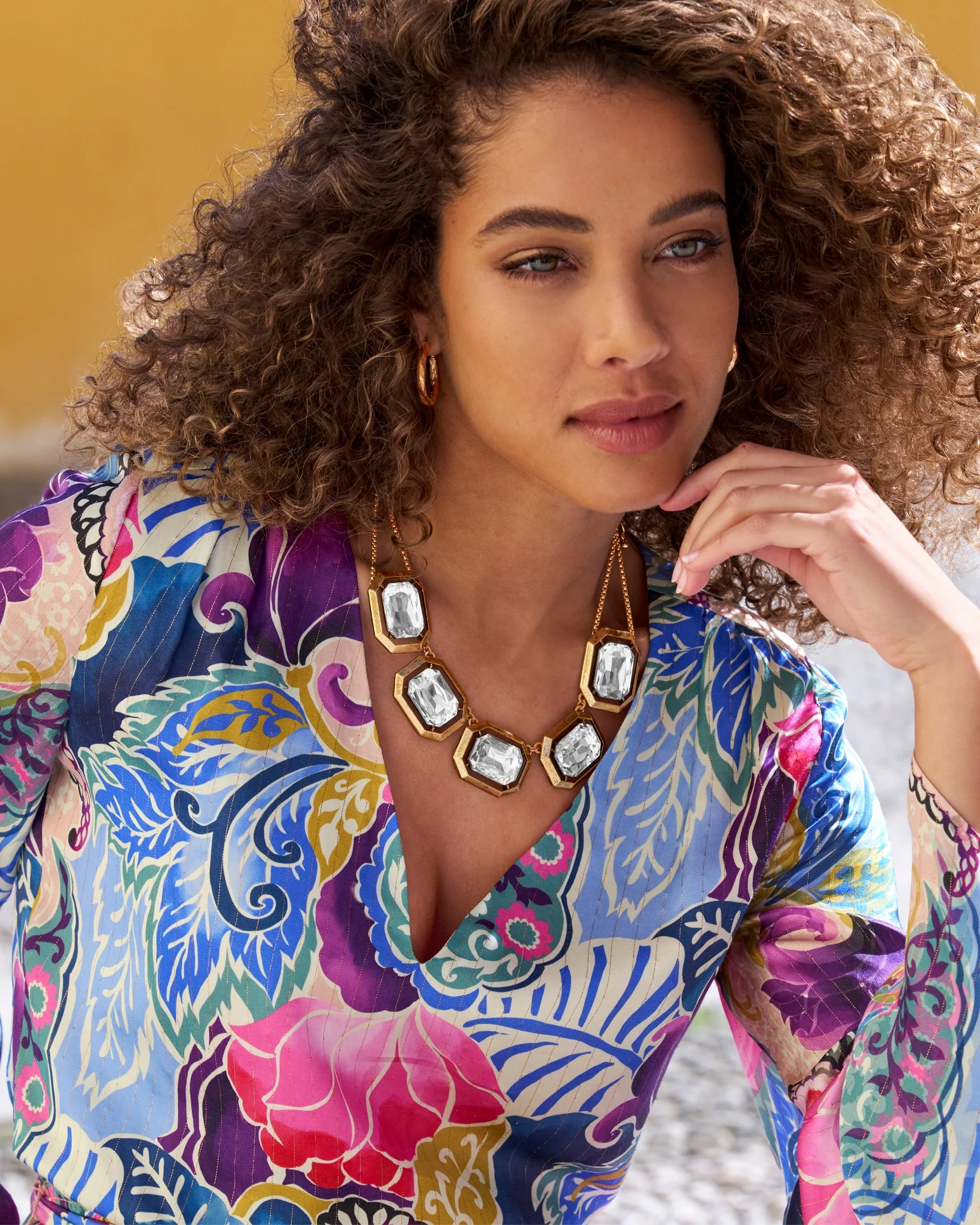 Gem Gold Necklace Brass/Gold - Mycitystee