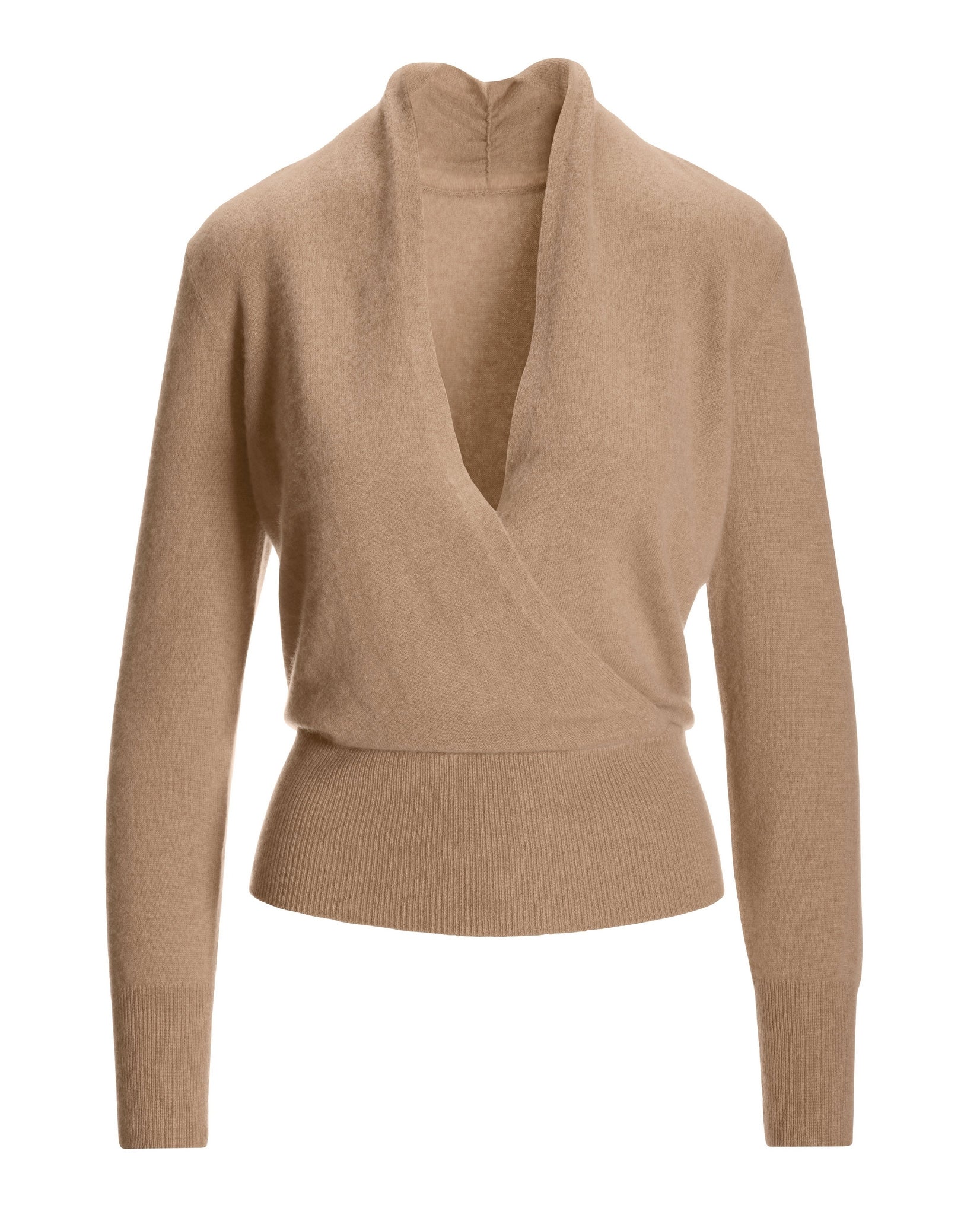 Cashmere Surplice Blouson Sweater Tan - Mycitystee