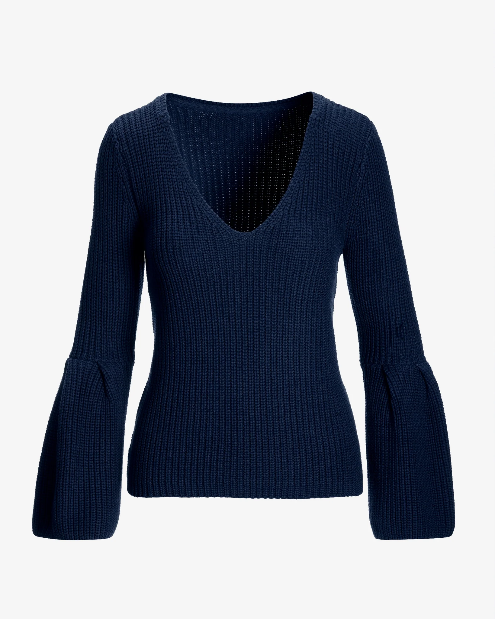 Flare Sleeve V Neck Sweater Navy - Mycitystee