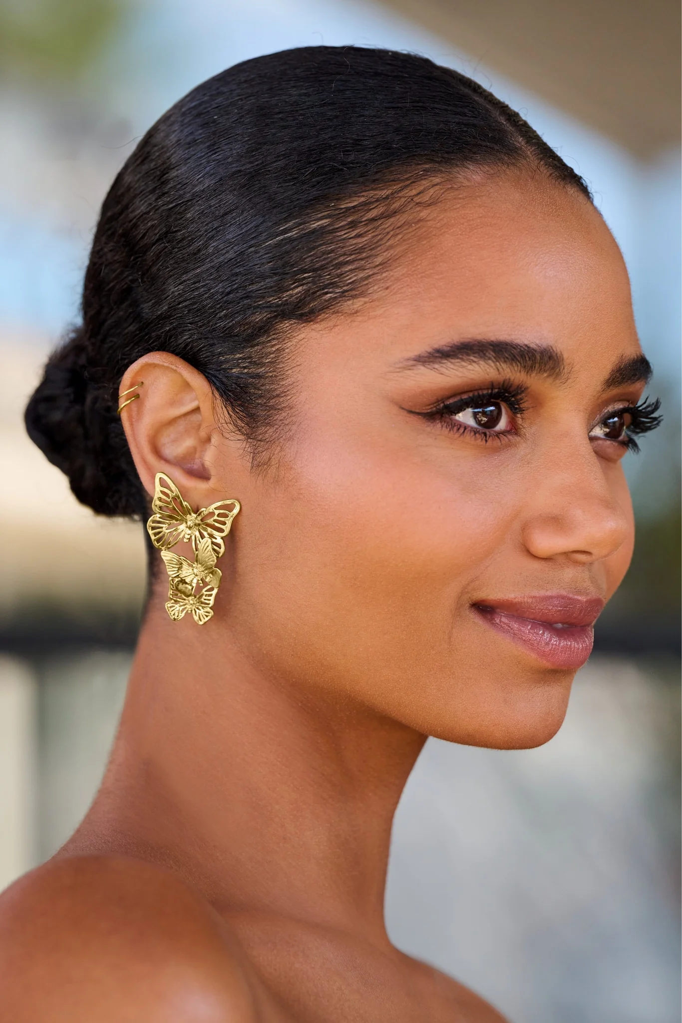 Stacked Butterfly Earring Gold - Mycitystee