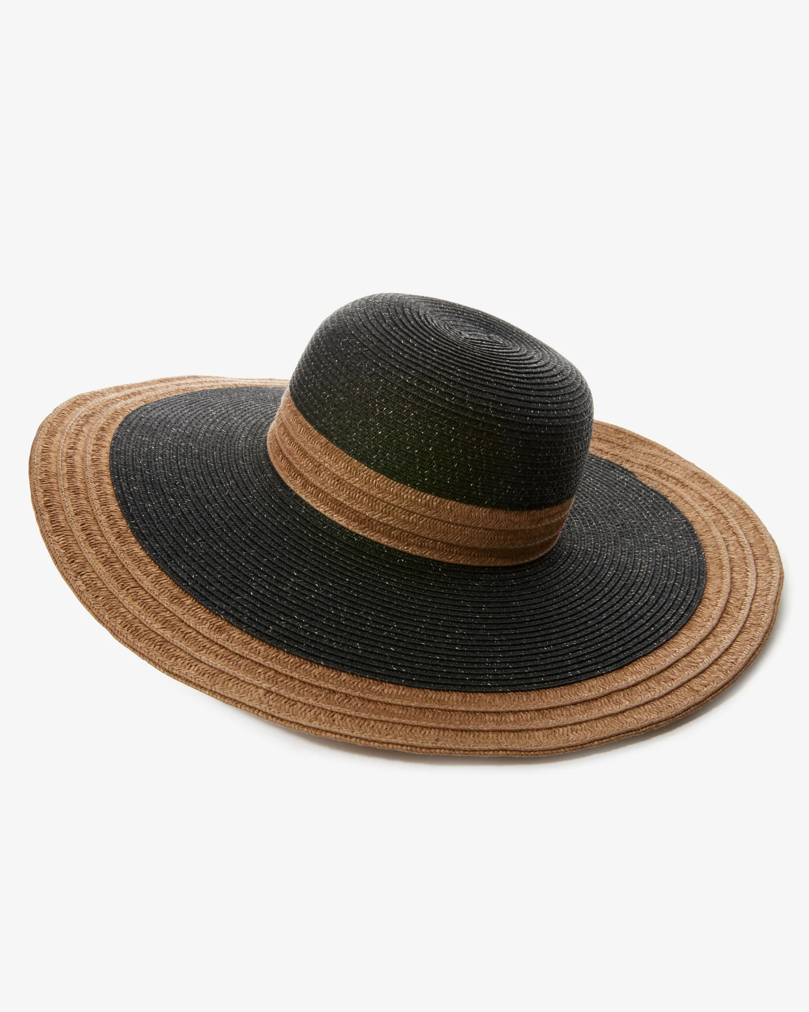 Shimmer Floppy Straw Hat Black/Gold - Mycitystee