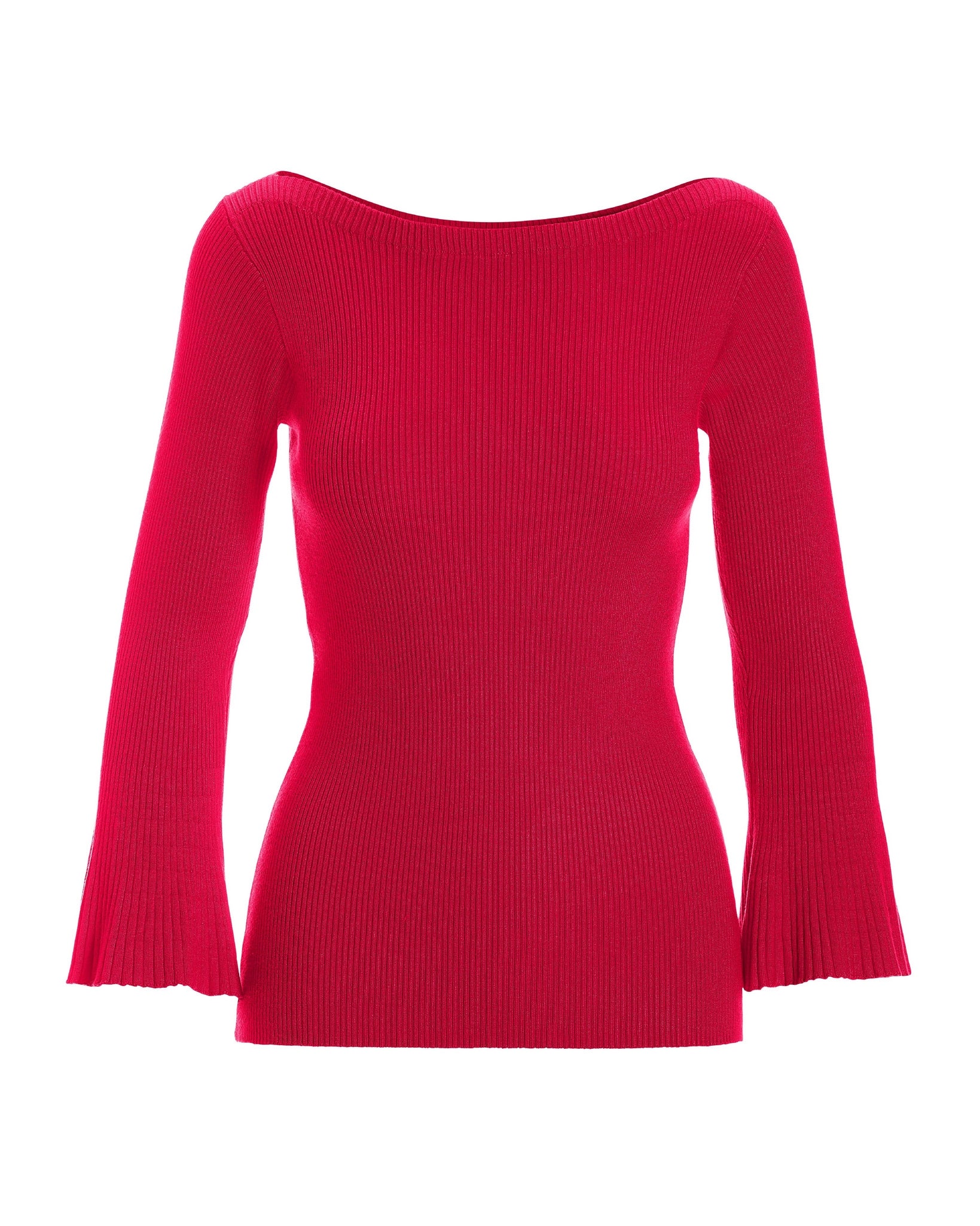 Ribbed Boatneck Flare Sleeve Sweater Lollipop - Mycitystee