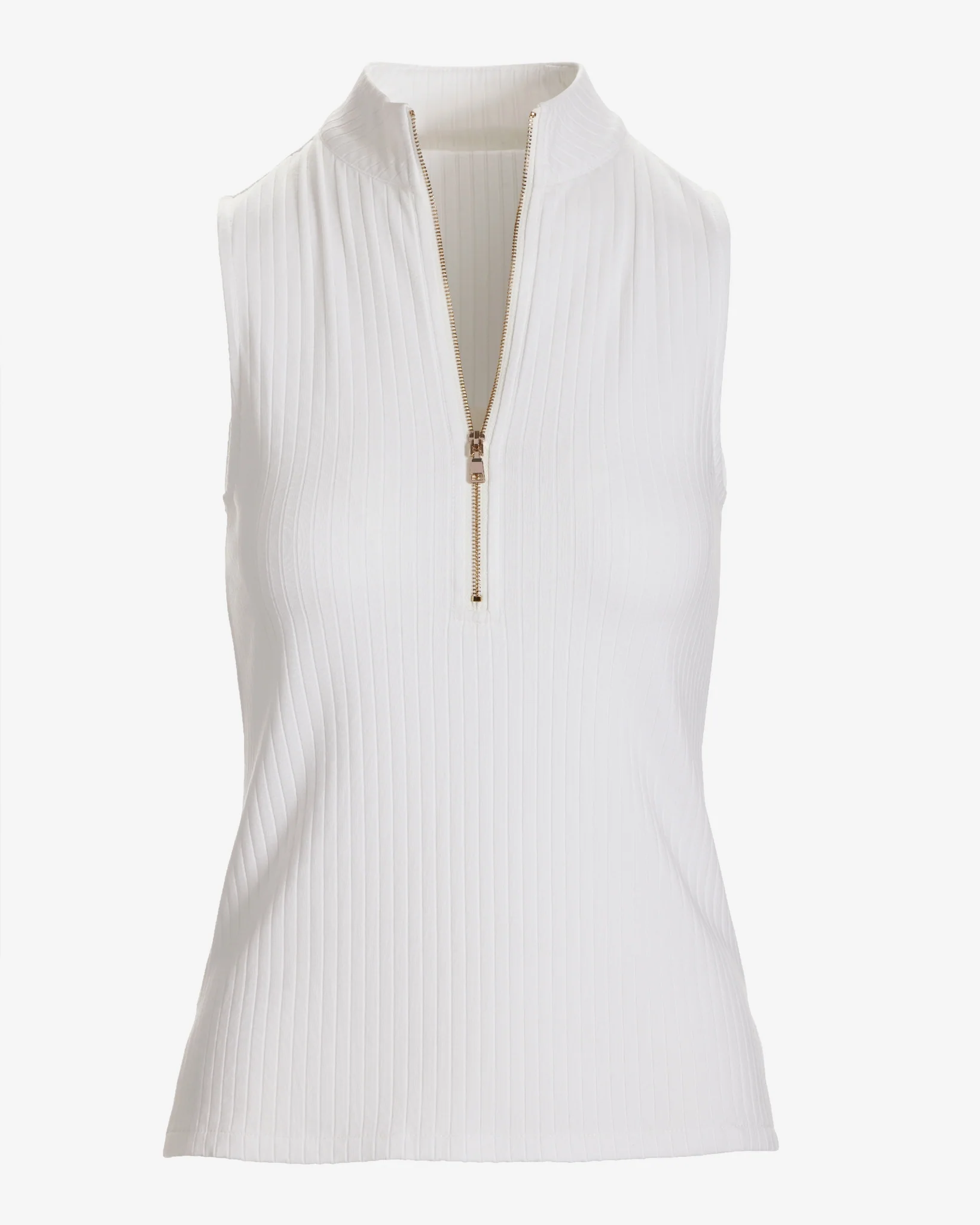 Ribbed Half Zip Up Tank Pure White - Mycitystee
