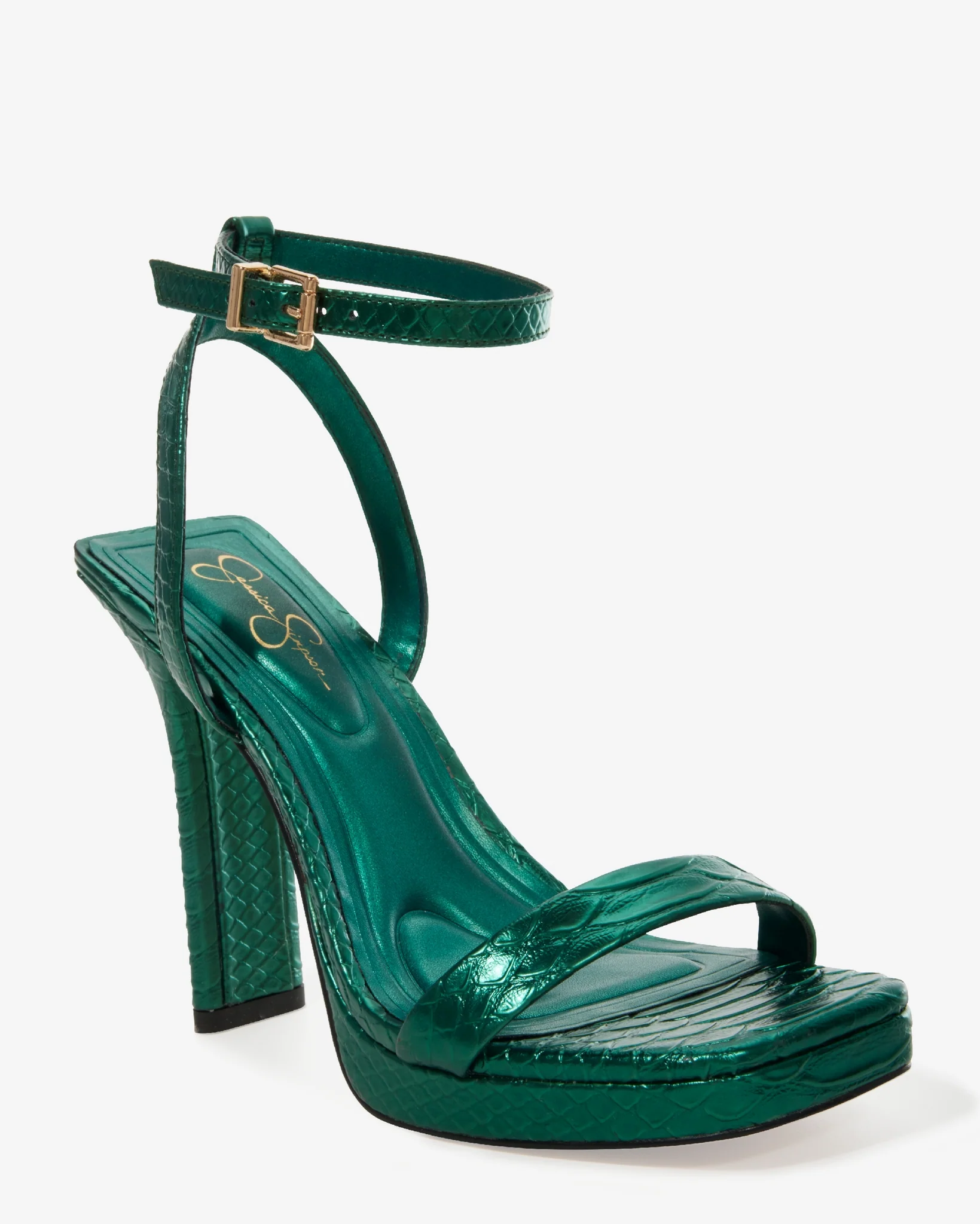 Metallic Python Heel Emerald - Mycitystee