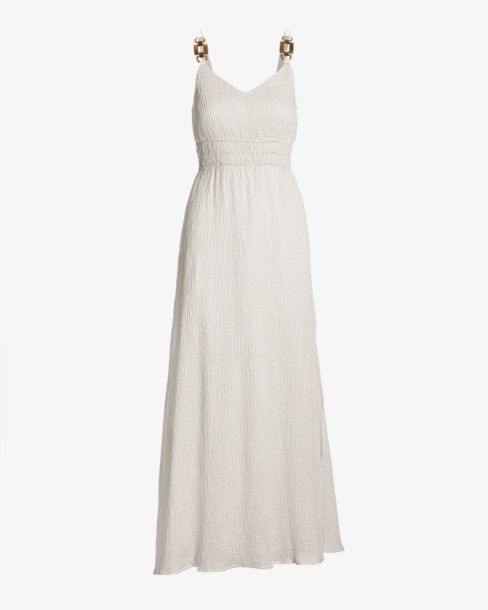 Hardware Detail Luxe Gauze Maxi Dress Off White - Mycitystee