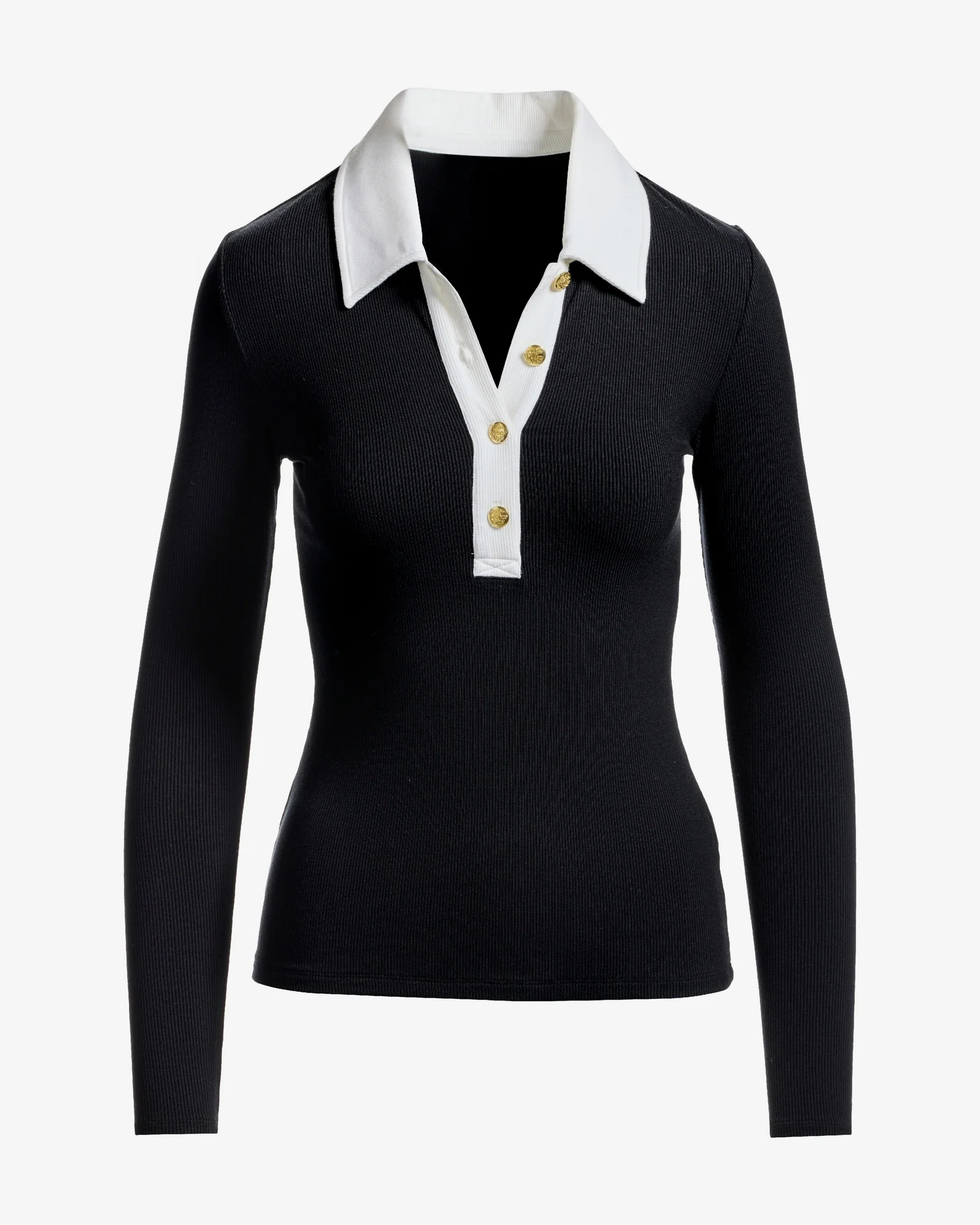 So Essential Collared Color-Block Knit Top Black/White - Mycitystee