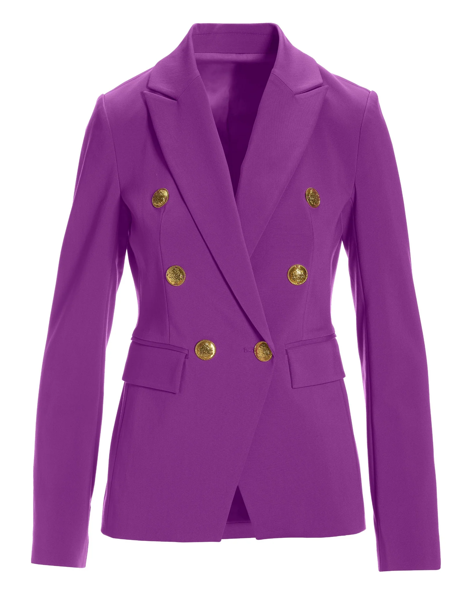 Modern Double-Breasted Blazer Purple Cactus Flower - Mycitystee