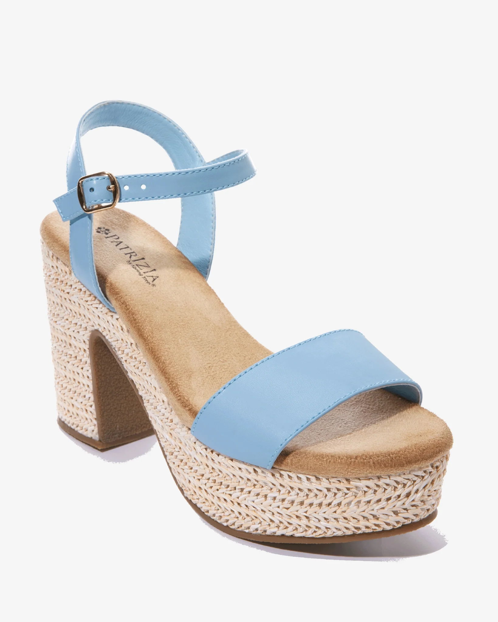 Raffia Platform Ankle Strap Heel Blue - Mycitystee