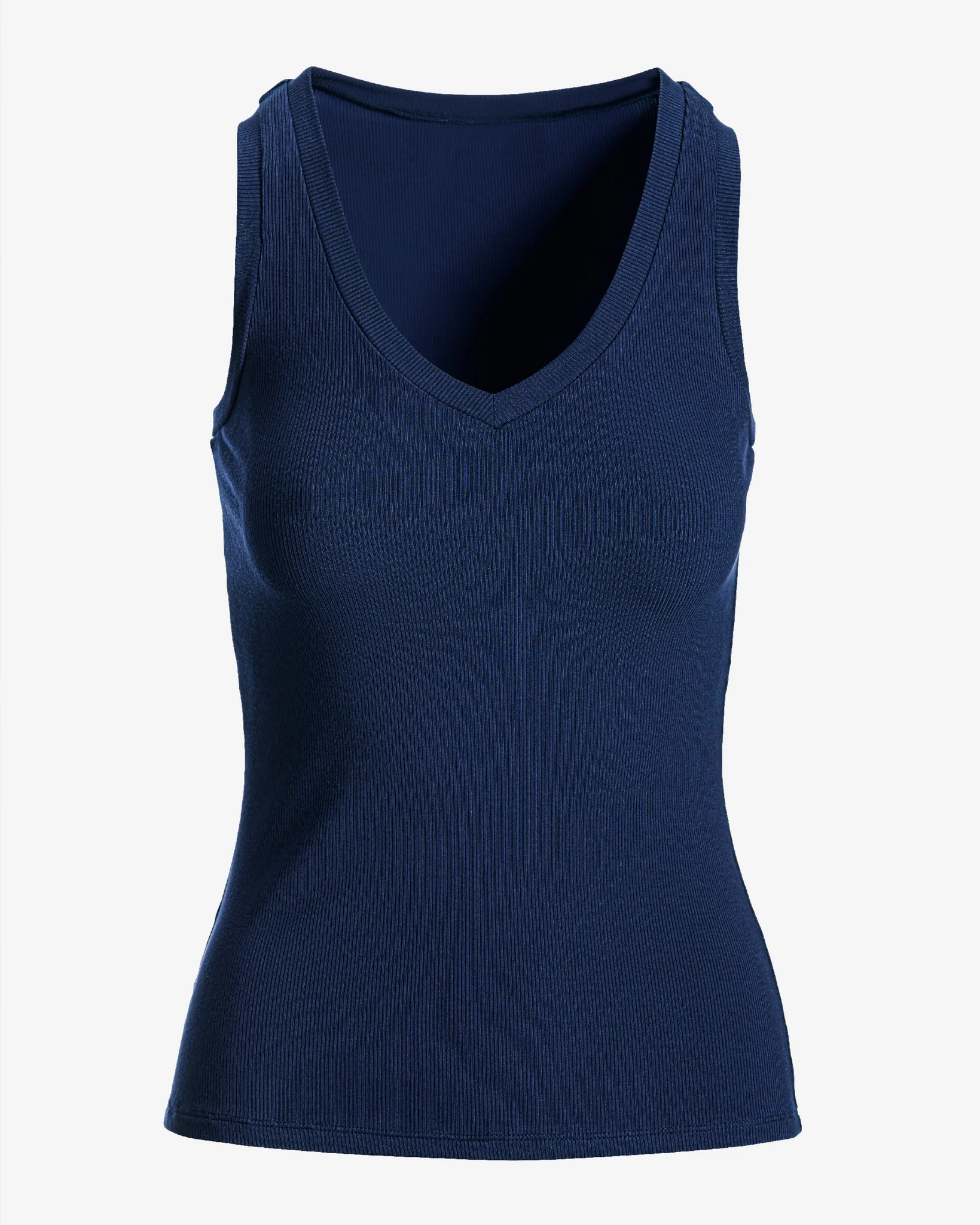 So Essential Ribbed V Neck Tank Navy - Mycitystee