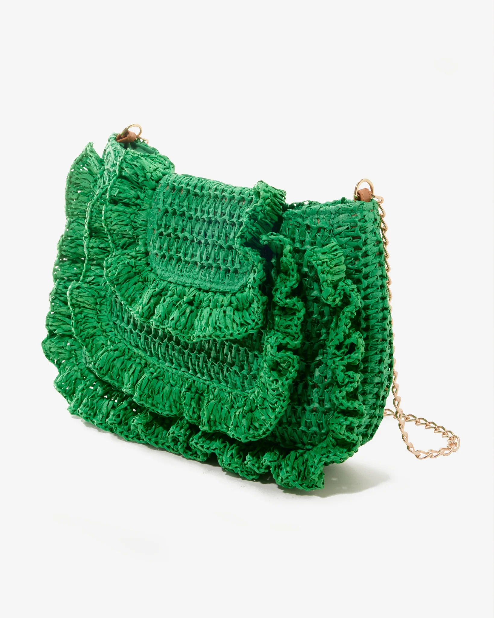 Raffia Ruffle Detail Purse Green - Mycitystee