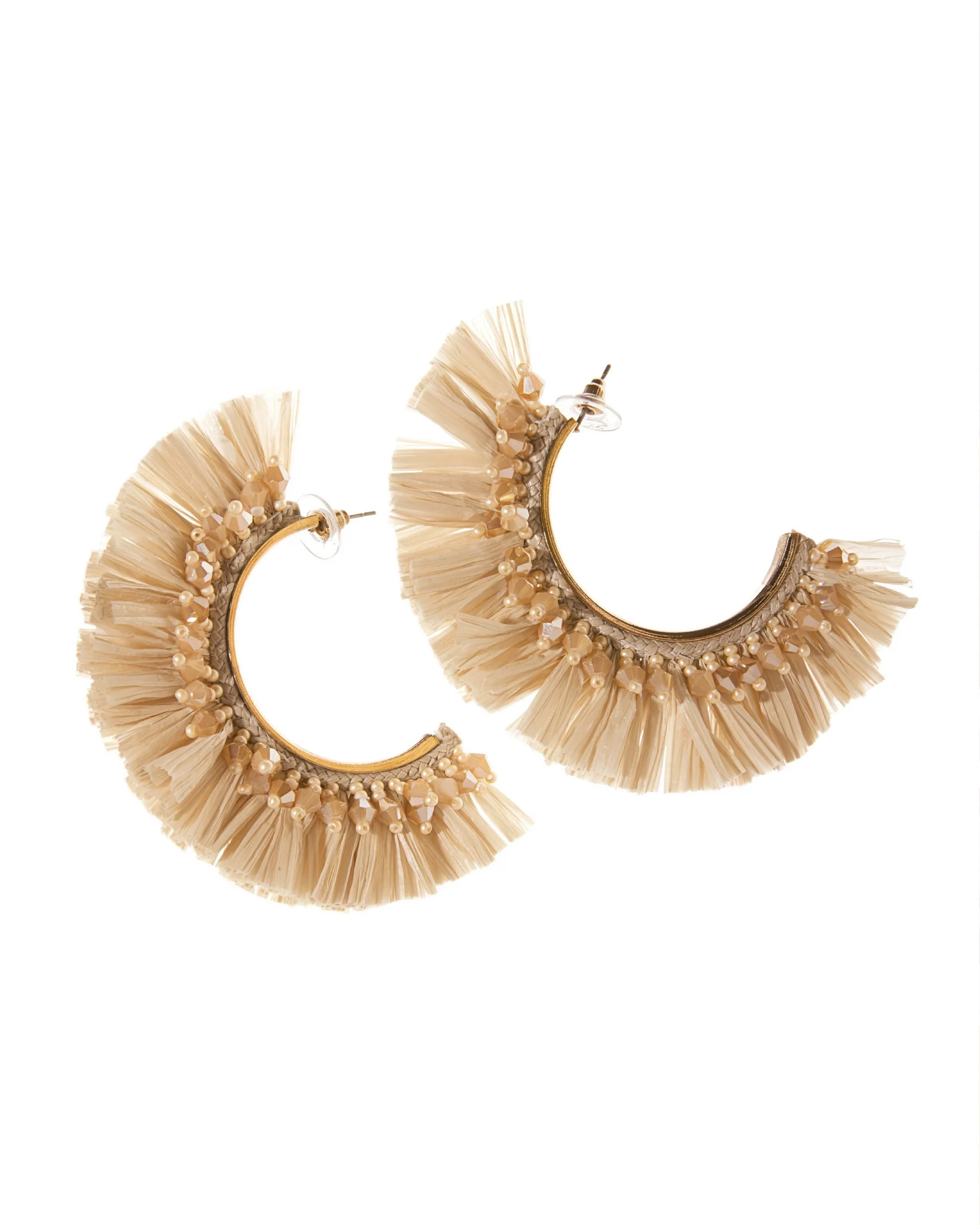 Beaded Raffia Earring Natural - Mycitystee