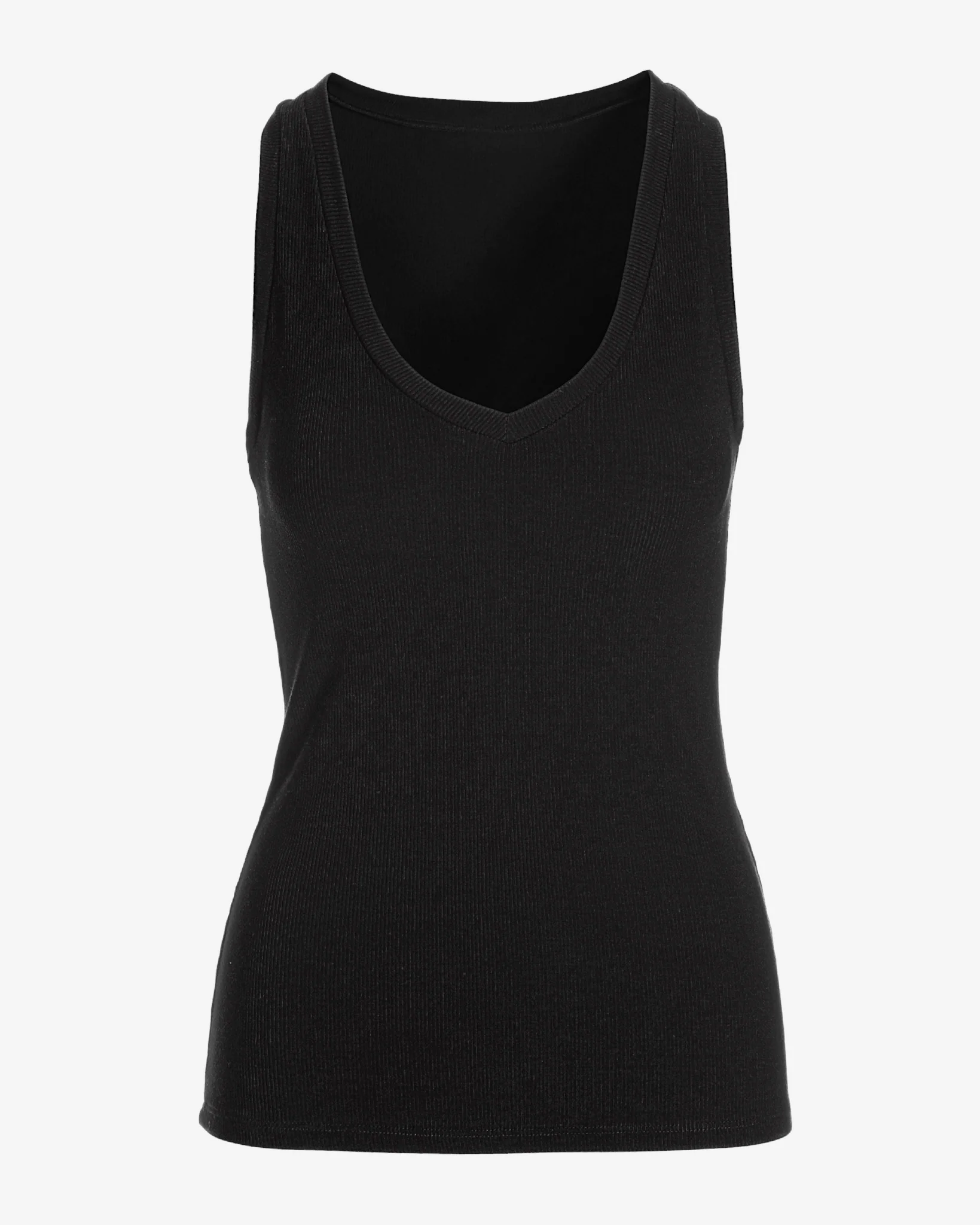 So Essential Ribbed V Neck Tank Black - Mycitystee