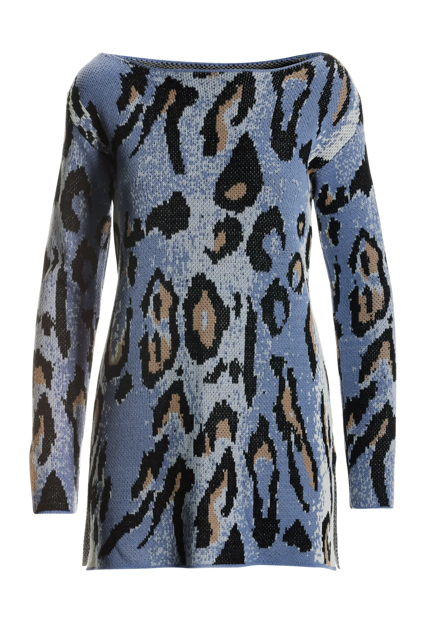 Animal Slouchy Tunic Sweater Blue Multi - Mycitystee