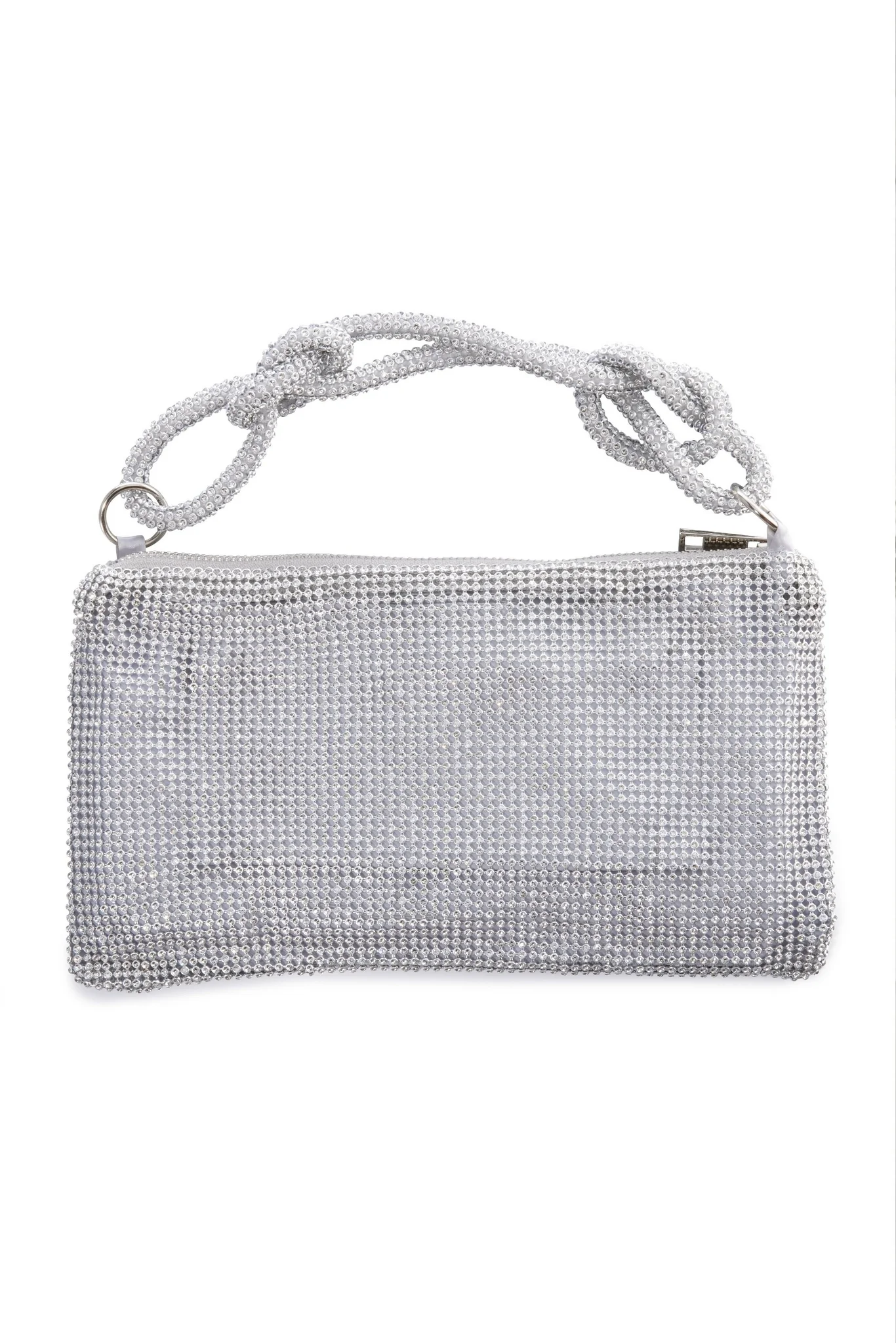 Crystal Mesh Handbag Silver - Mycitystee