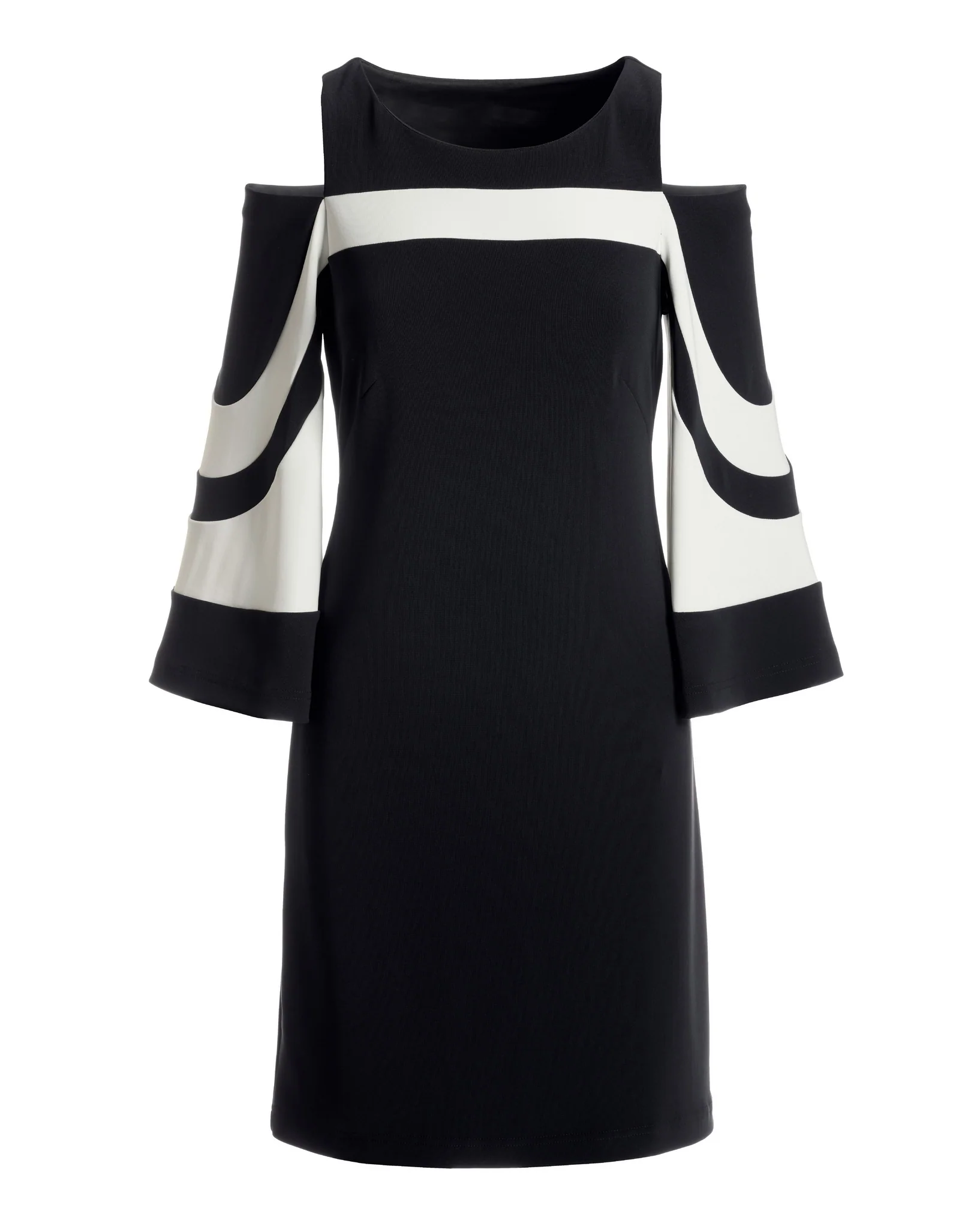 Beyond Travel Cold Shoulder Colorblock Dress Jet Black Ivory Coast - Mycitystee