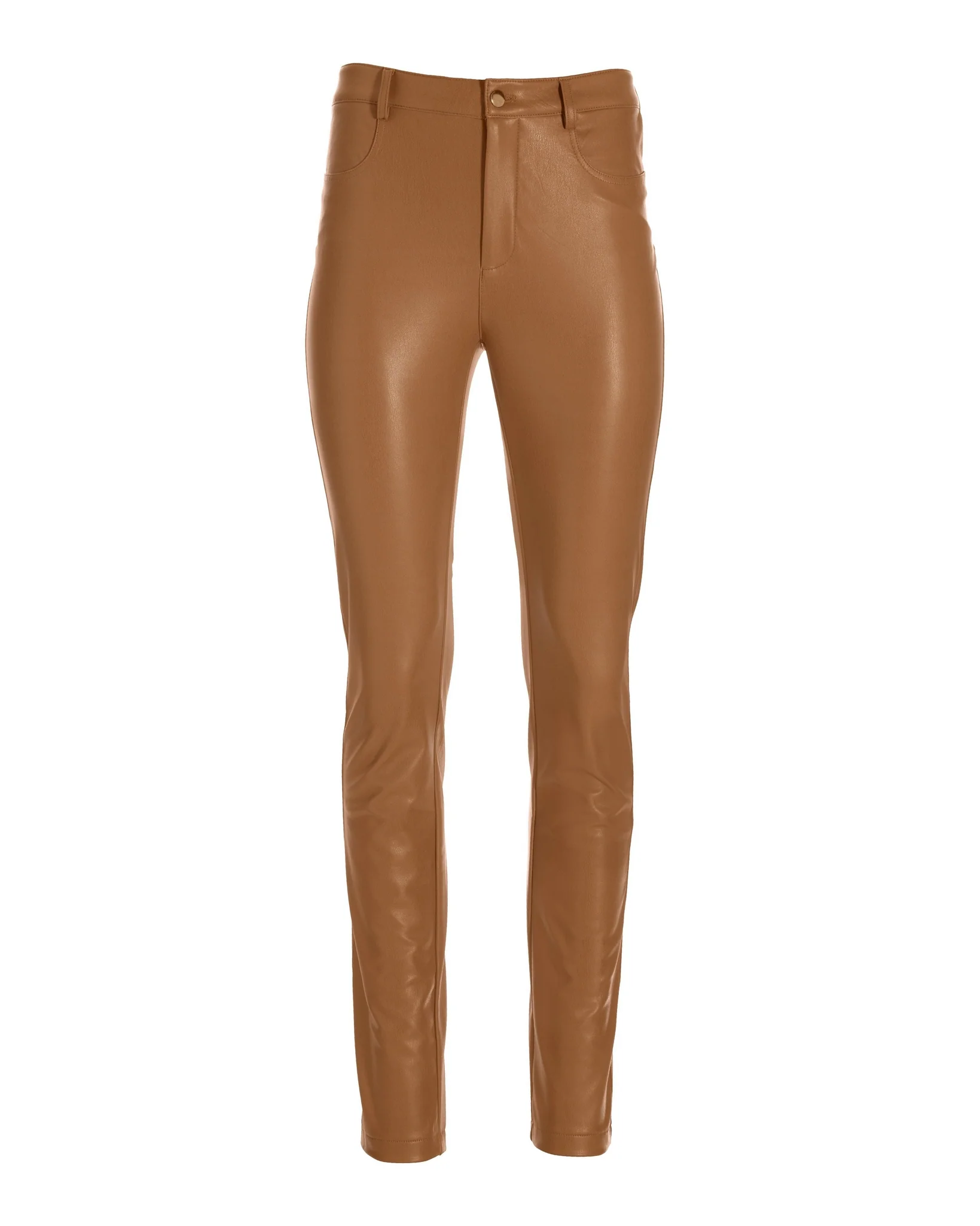 Faux Leather Five Pocket Pant Camel/Tan - Mycitystee