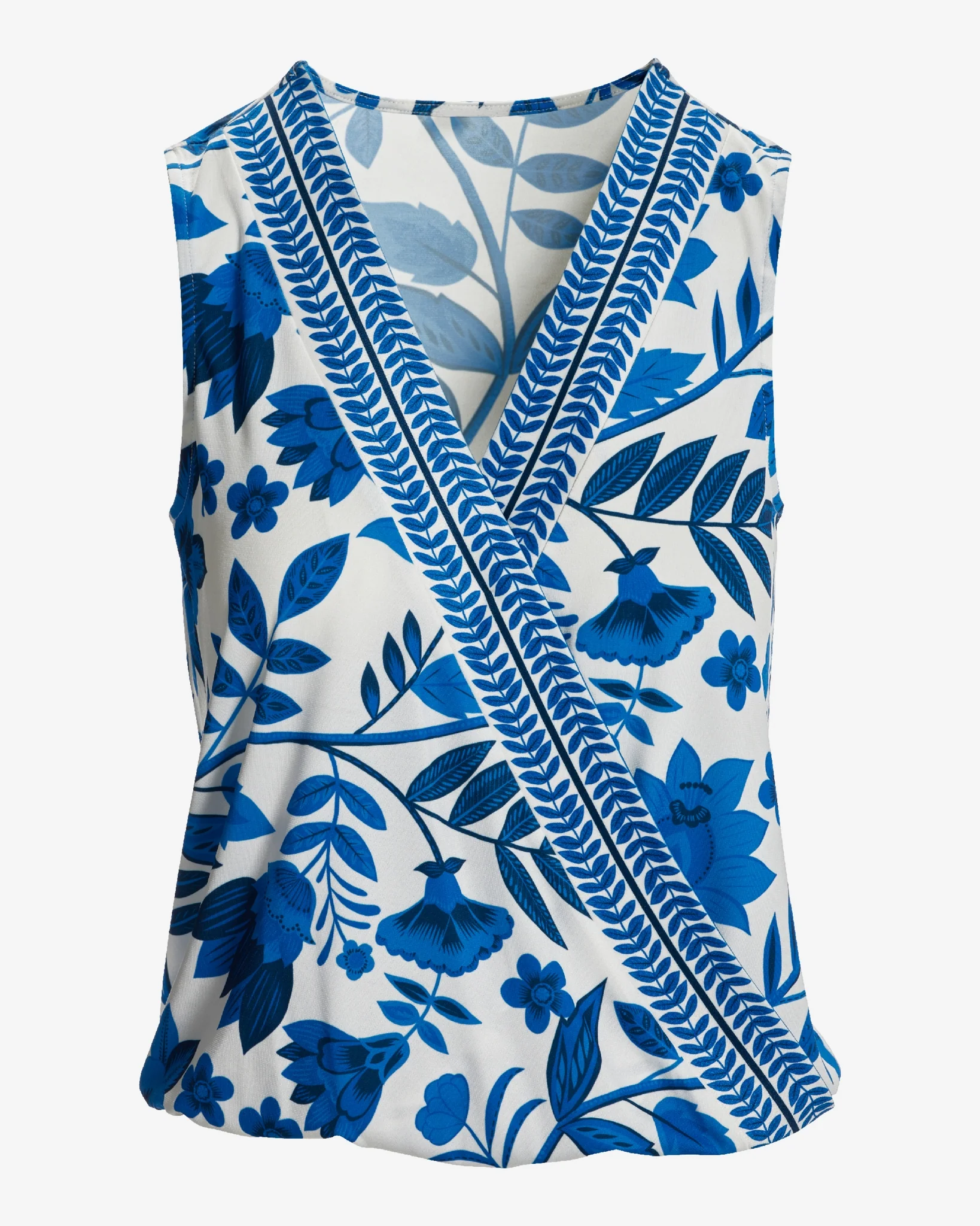 So Chic Sleeveless Printed Surplice Top Positano Fleurs - Mycitystee