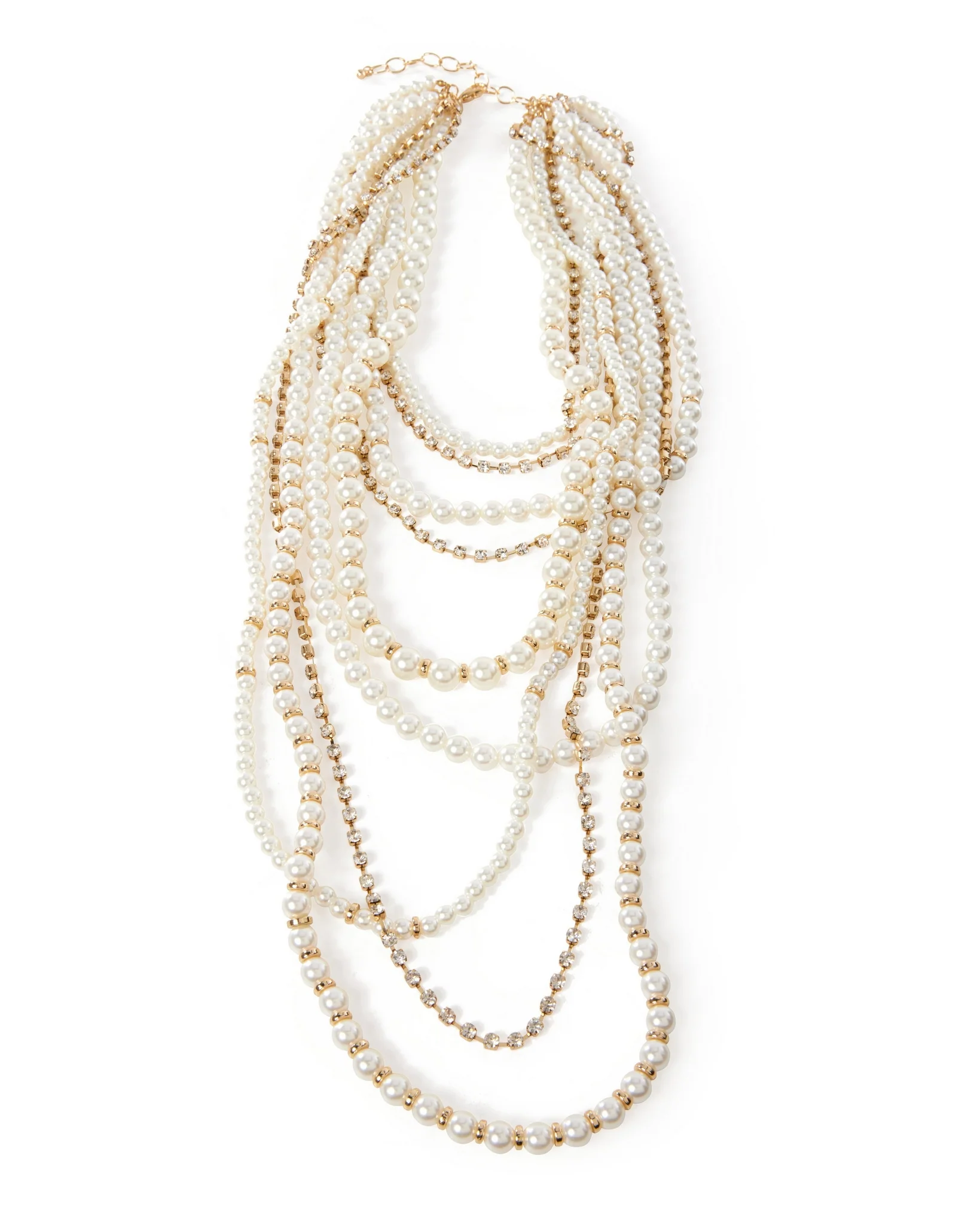 Long Layered Pearl Necklace White - Mycitystee
