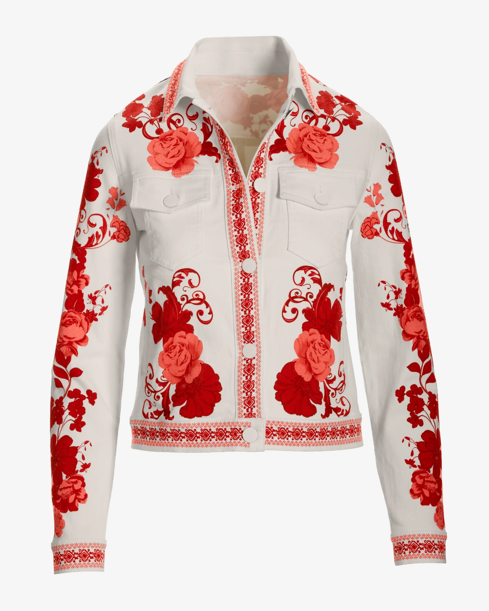 Floral Print Denim Jacket City Chic - Mycitystee