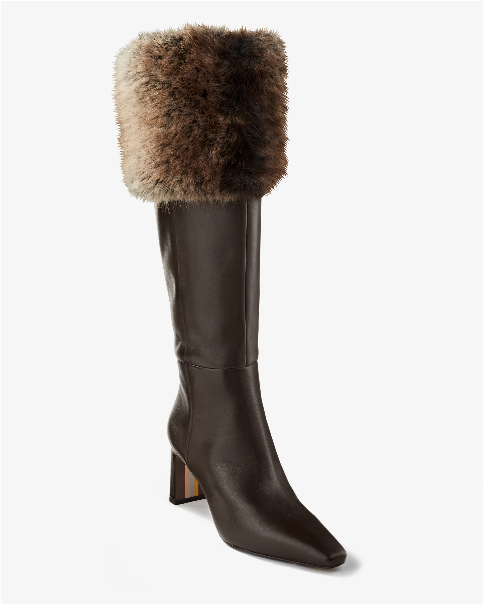 Faux-Fur Chic Knee-High Boot Brown - Mycitystee
