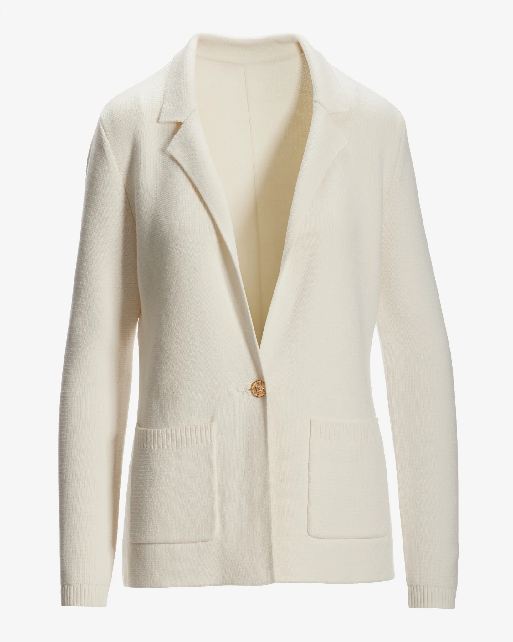 Single Button Sweater Blazer Off White - Mycitystee