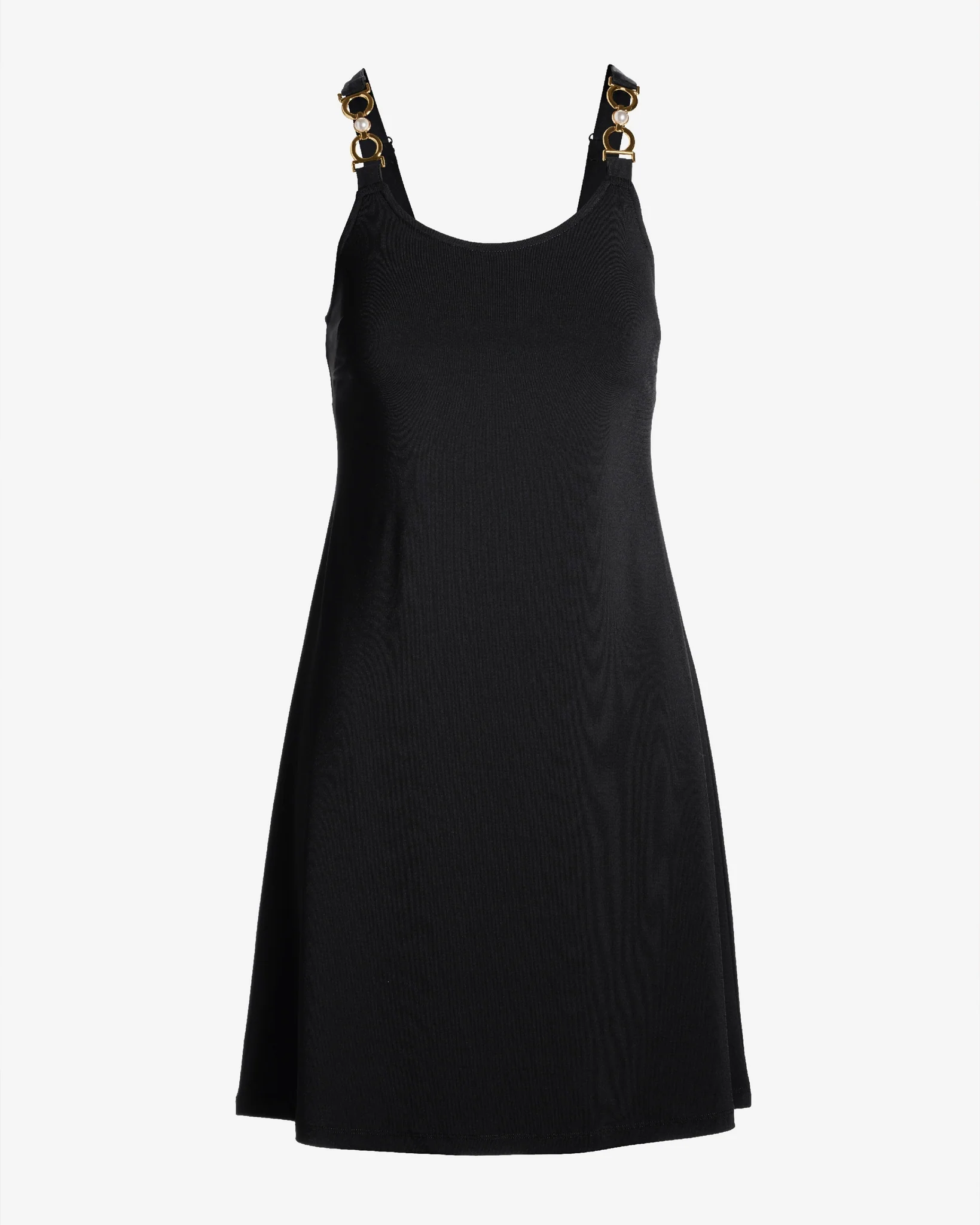 Pearl Trim A Line Knit Dress Black - Mycitystee