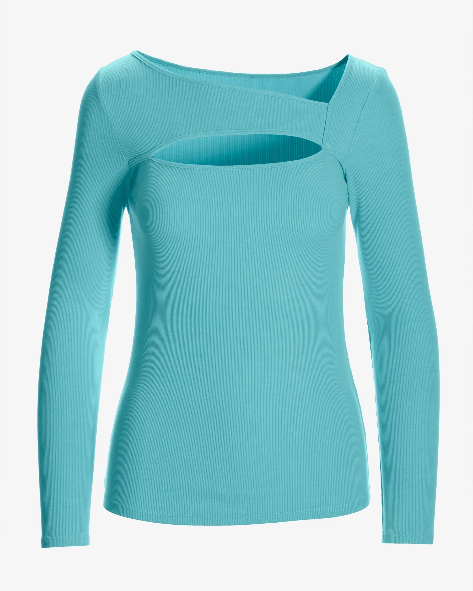 So Essential Ribbed Keyhole Cut Out Top Blue Topaz - Mycitystee