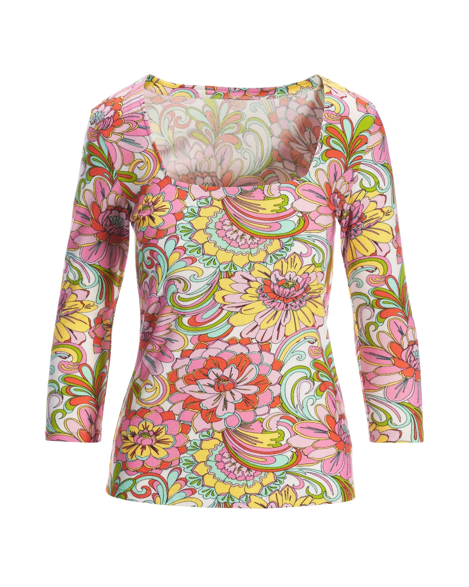 So Sexy Floral Explosion Square-Neck Top Pink Multi - Mycitystee