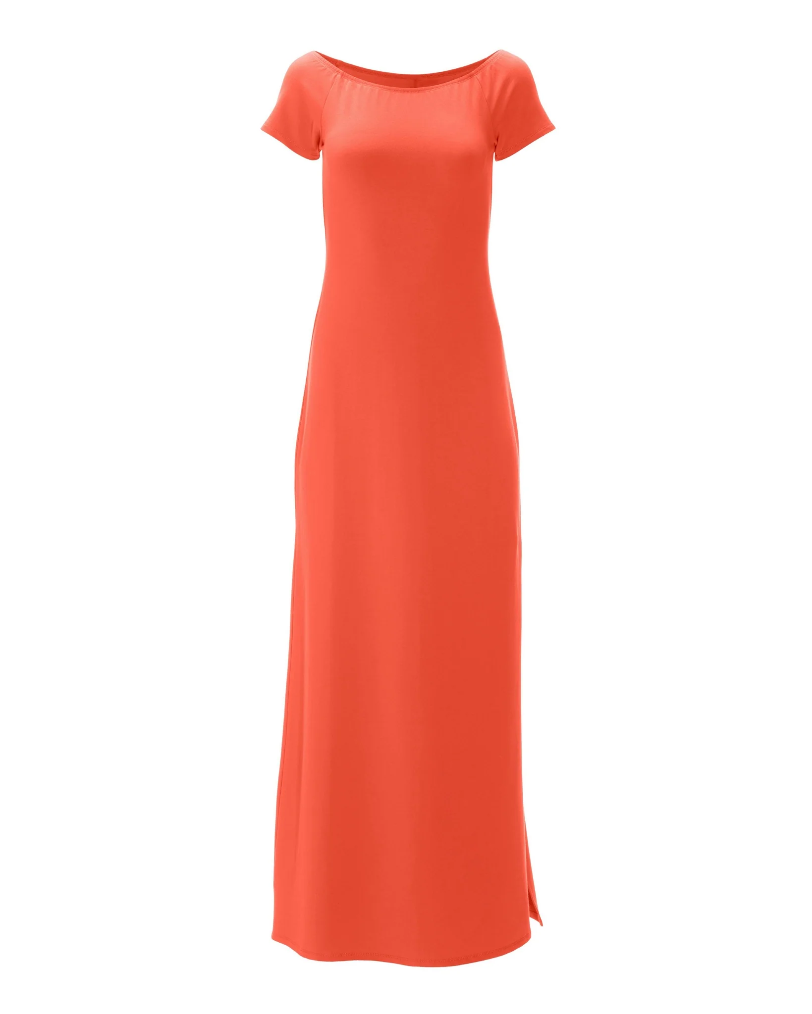 Off the Shoulder Short Sleeve Maxi Dress Hot Coral - Mycitystee