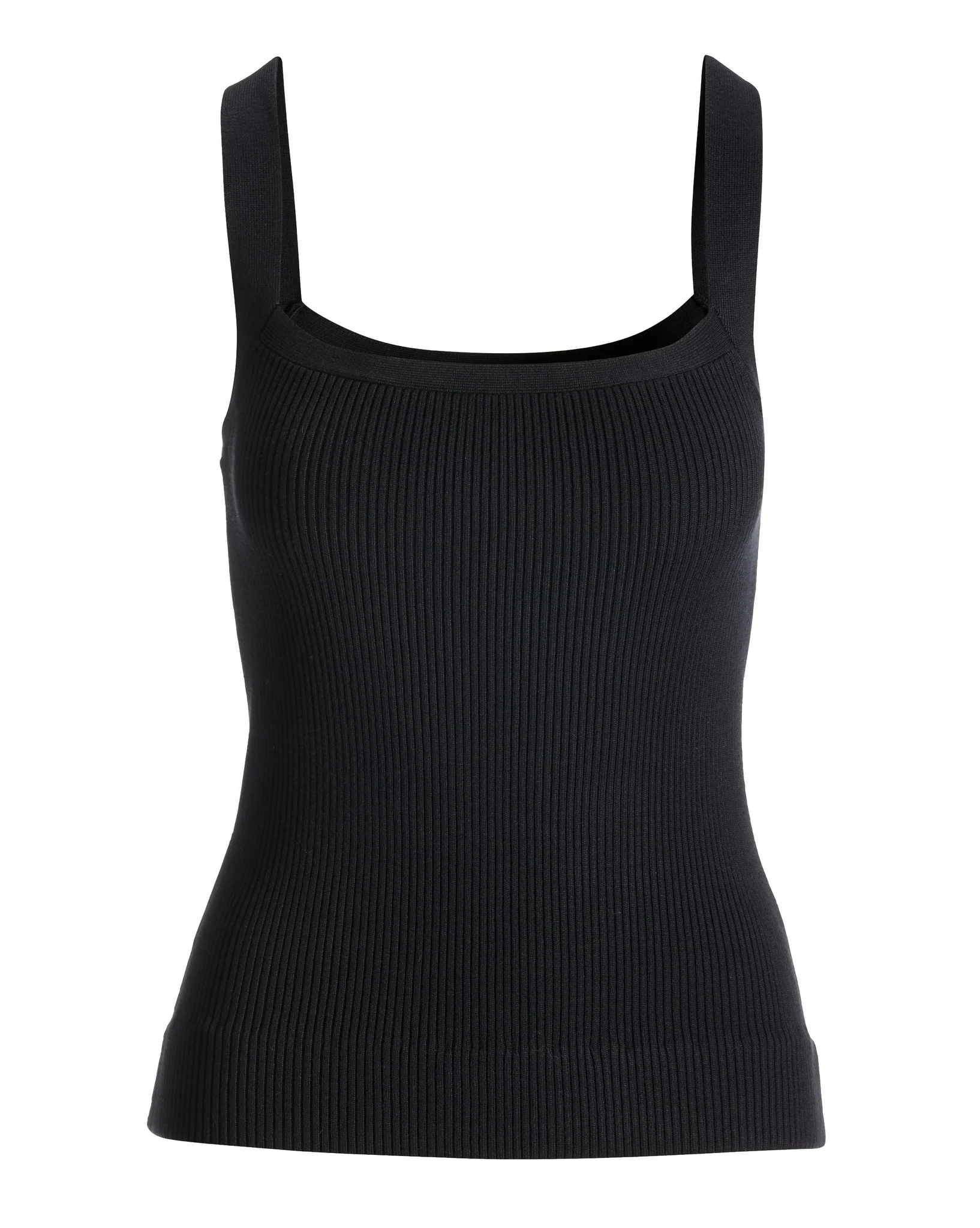 Ribbed Square Neck Sweater Tank Black - Mycitystee