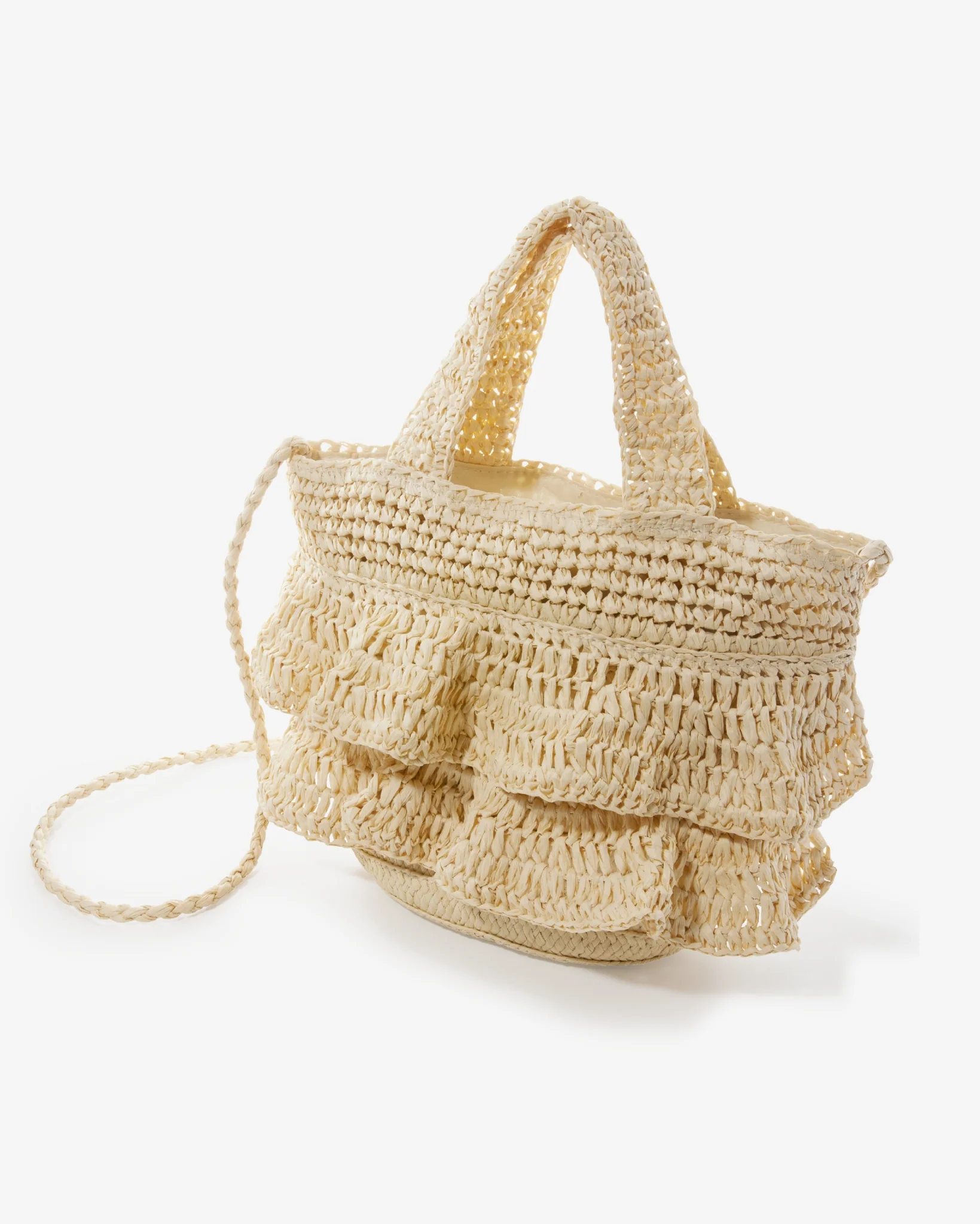 Ruffle Top Handle Bag Natural - Mycitystee