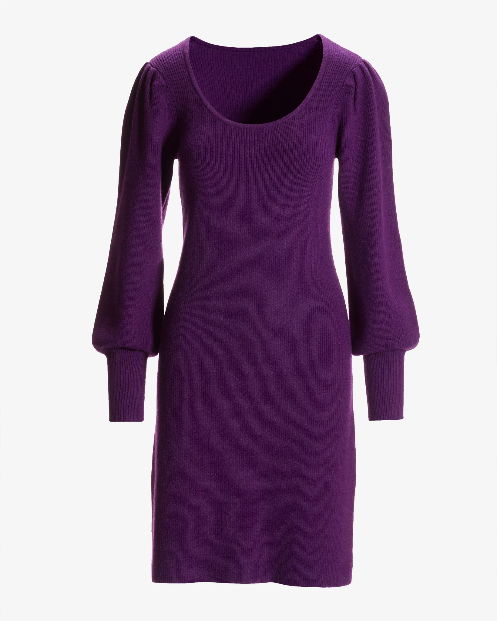 Scoop Neck Balloon Sleeve Sweater Dress Grape Juice - Mycitystee